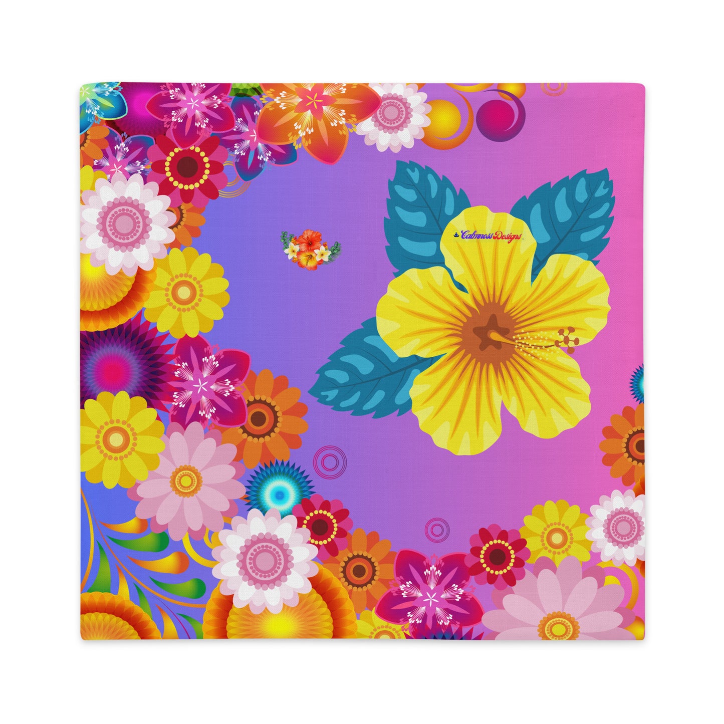 Tropical Floral with Colorful Flowers, CALMNESS DESIGNS, Creative Designer's, Premium Pillow Case