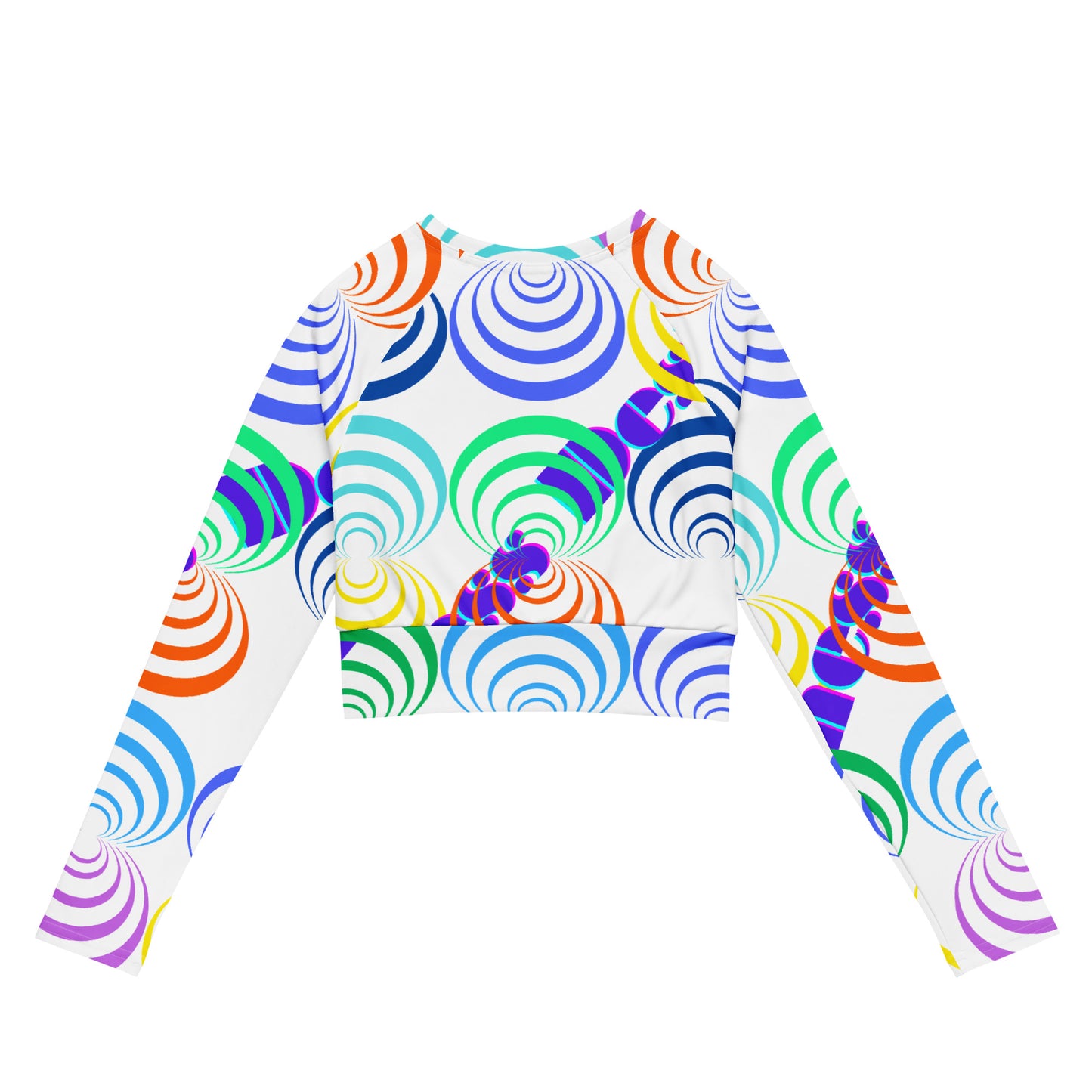 Round Circle Lines, Calmness Designs, Recycled long-sleeve crop top