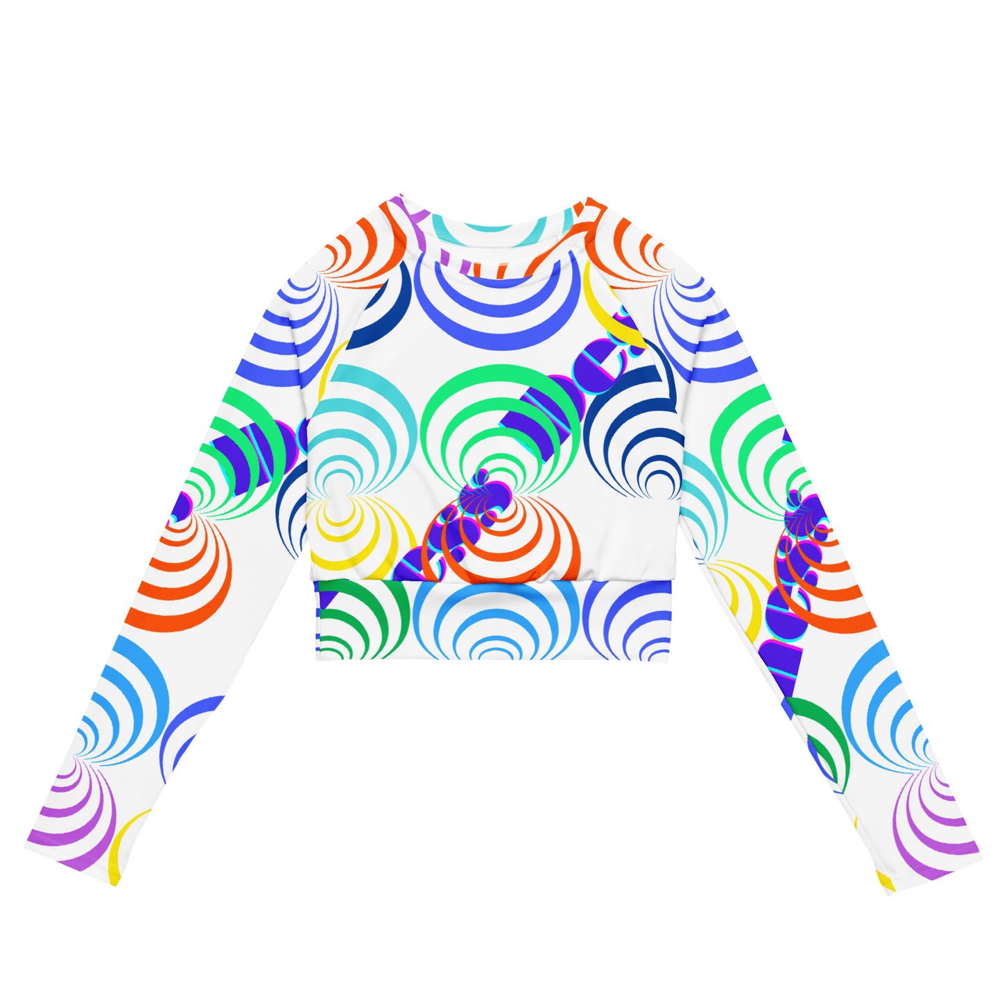 Round Circle Lines, Calmness Designs, Recycled long-sleeve crop top