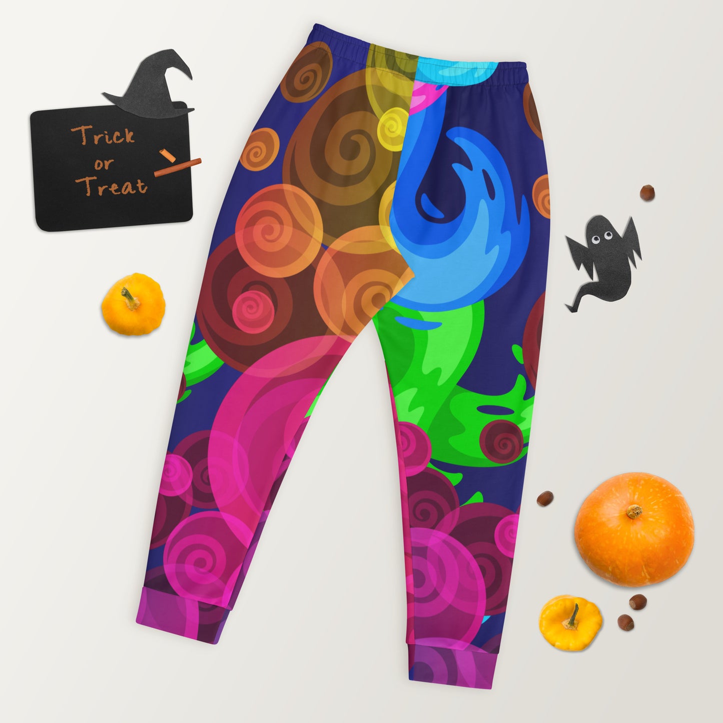 Colorful Swirls Seamless Pattern, Abstract Colorful Background, CALMNESS DESIGNS, Creative Designer's, Men's Joggers