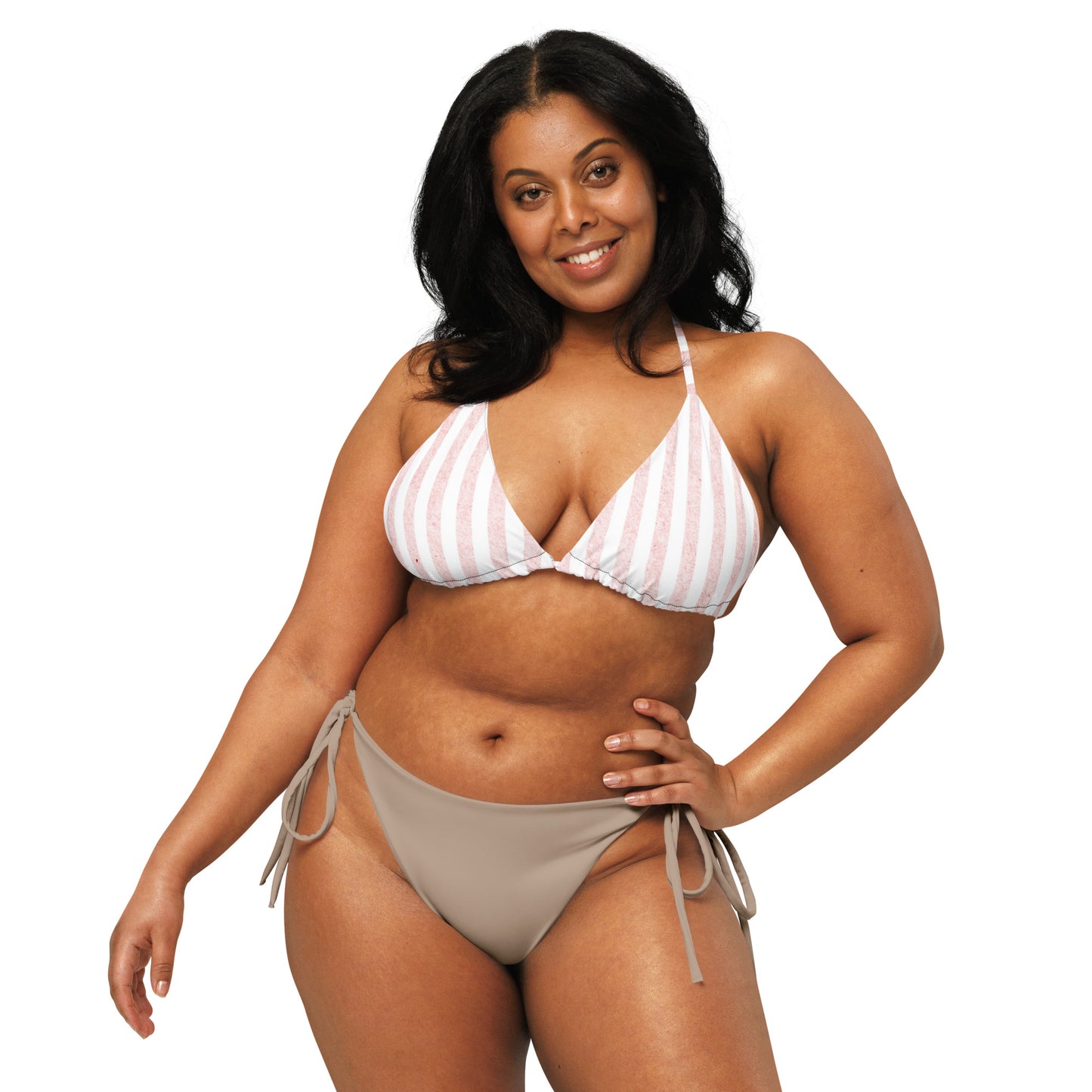 Yellow-Stripes, Calmness Designs, All-over print recycled string bikini top