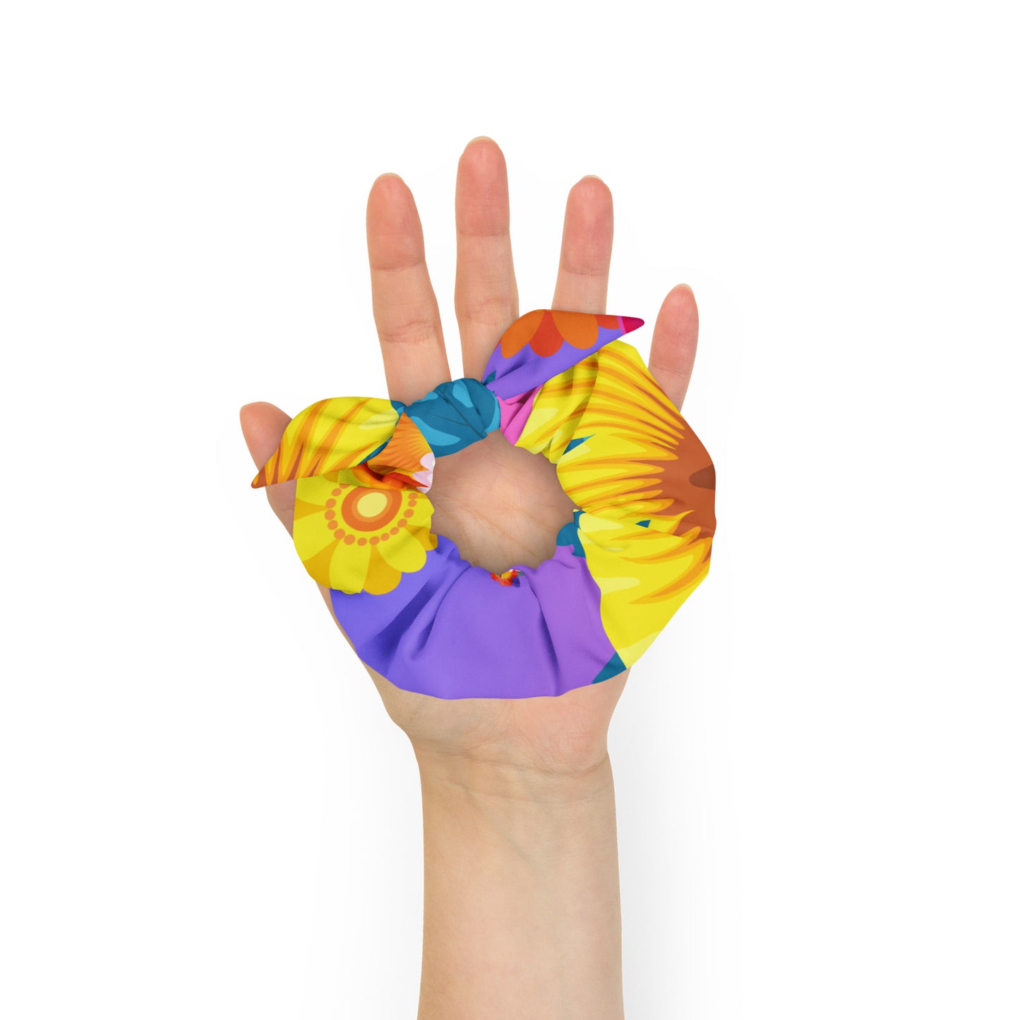 Tropical Floral with Colorful Flowers, CALMNESS DESIGNS, Creative Designer's, Recycled Scrunchie