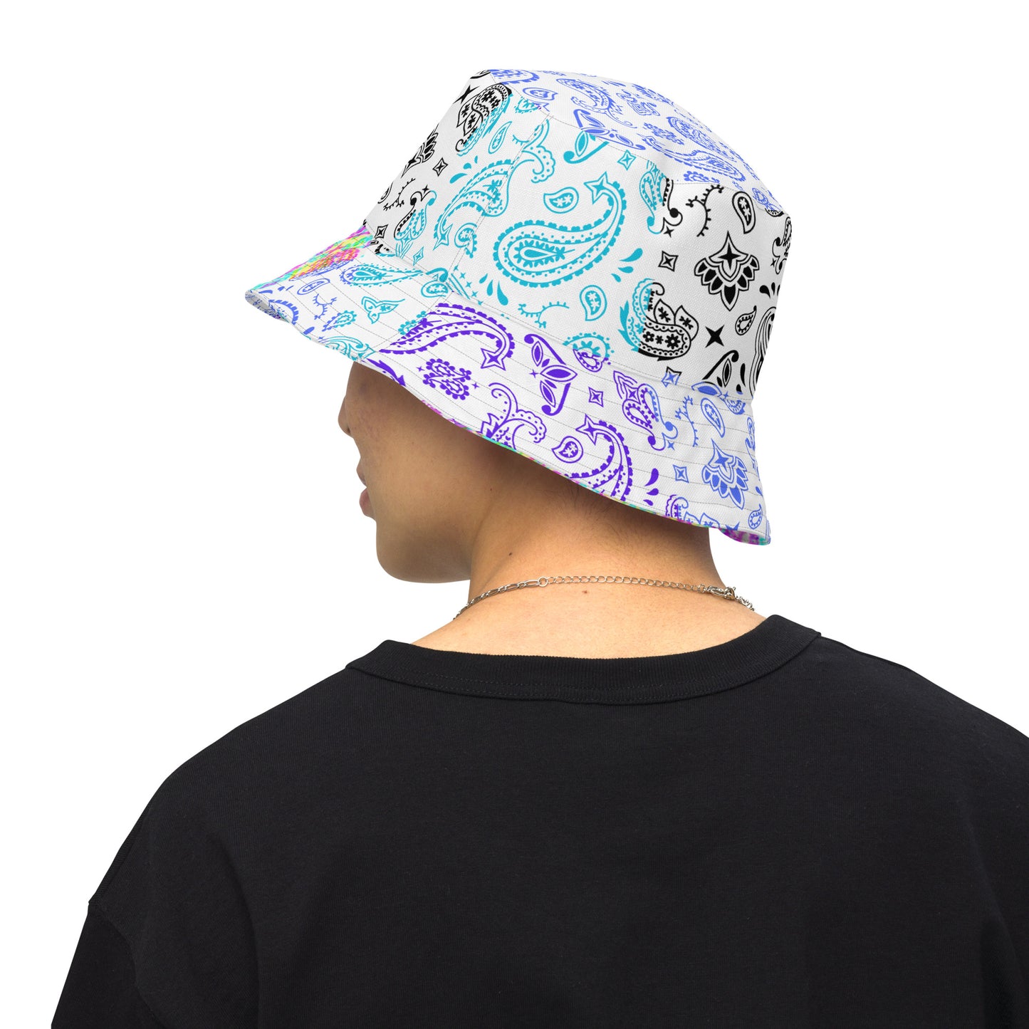 Multicolor, Bandana Seamless Pattern, Reversible bucket hat