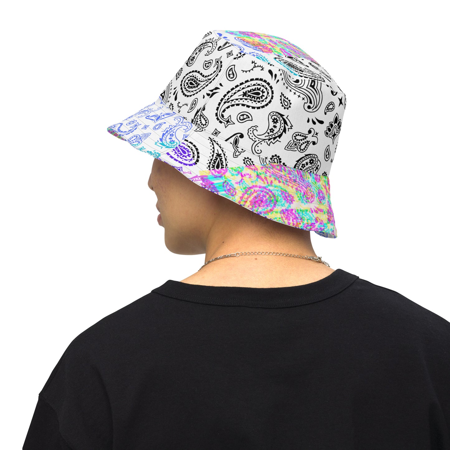 Multicolor, Bandana Seamless Pattern, Reversible bucket hat
