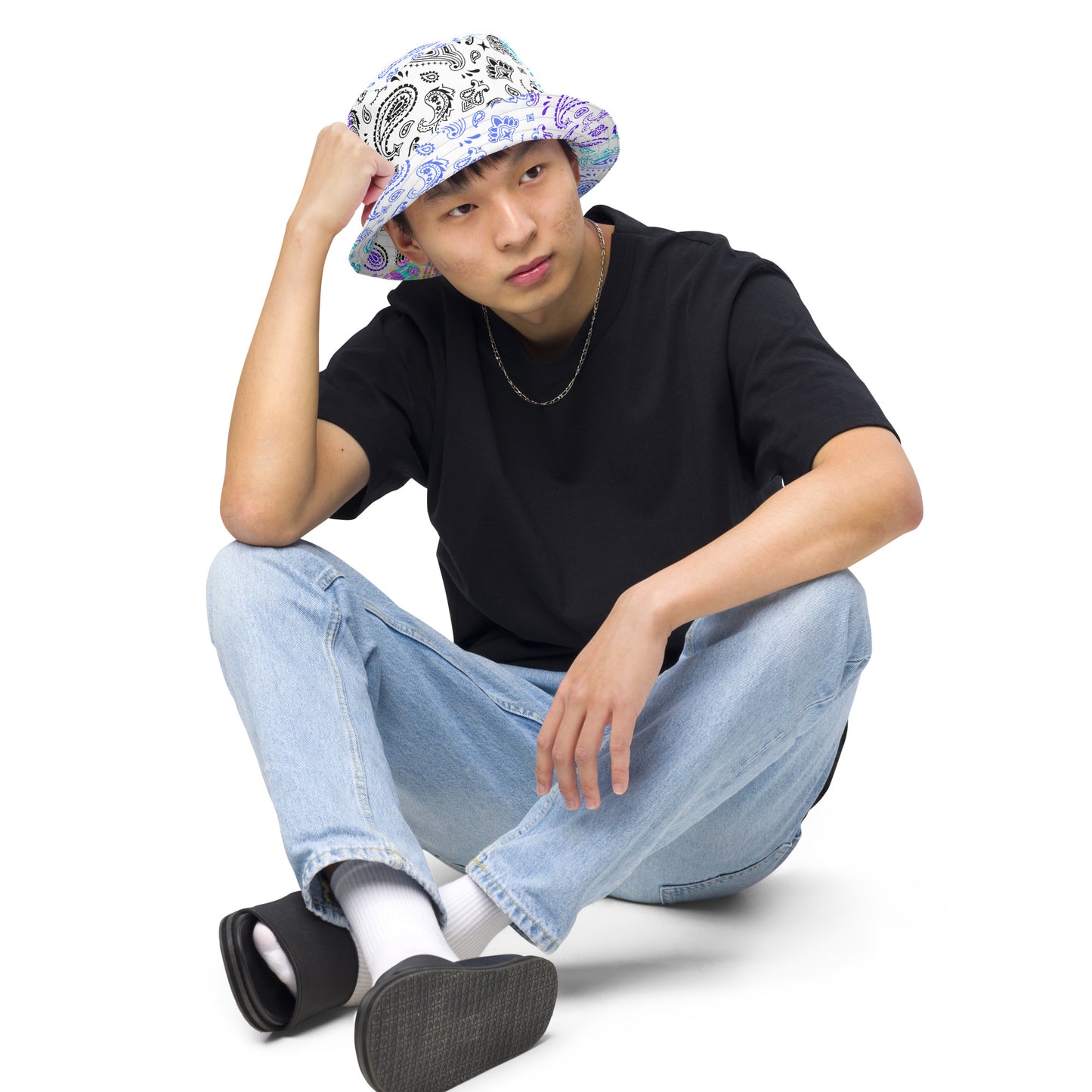 Multicolor, Bandana Seamless Pattern, Reversible bucket hat