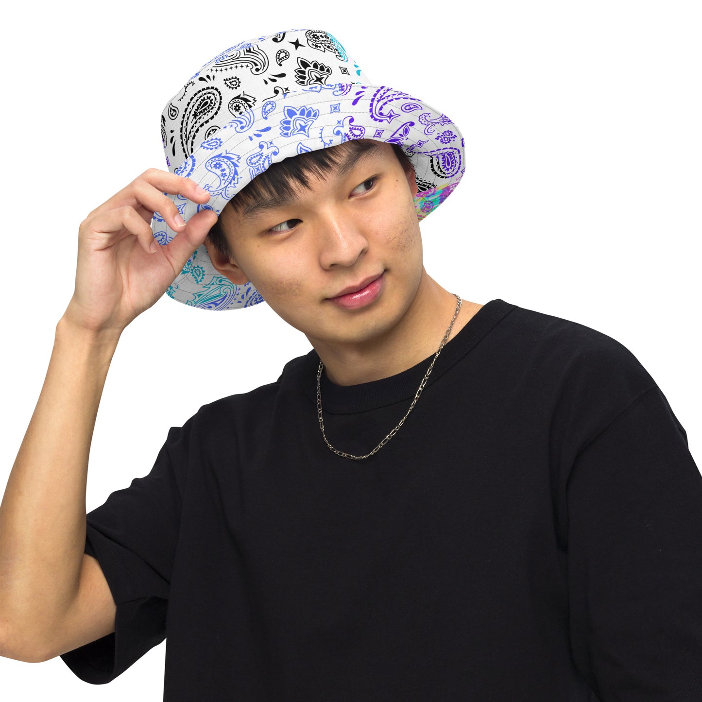 Multicolor, Bandana Seamless Pattern, Reversible bucket hat