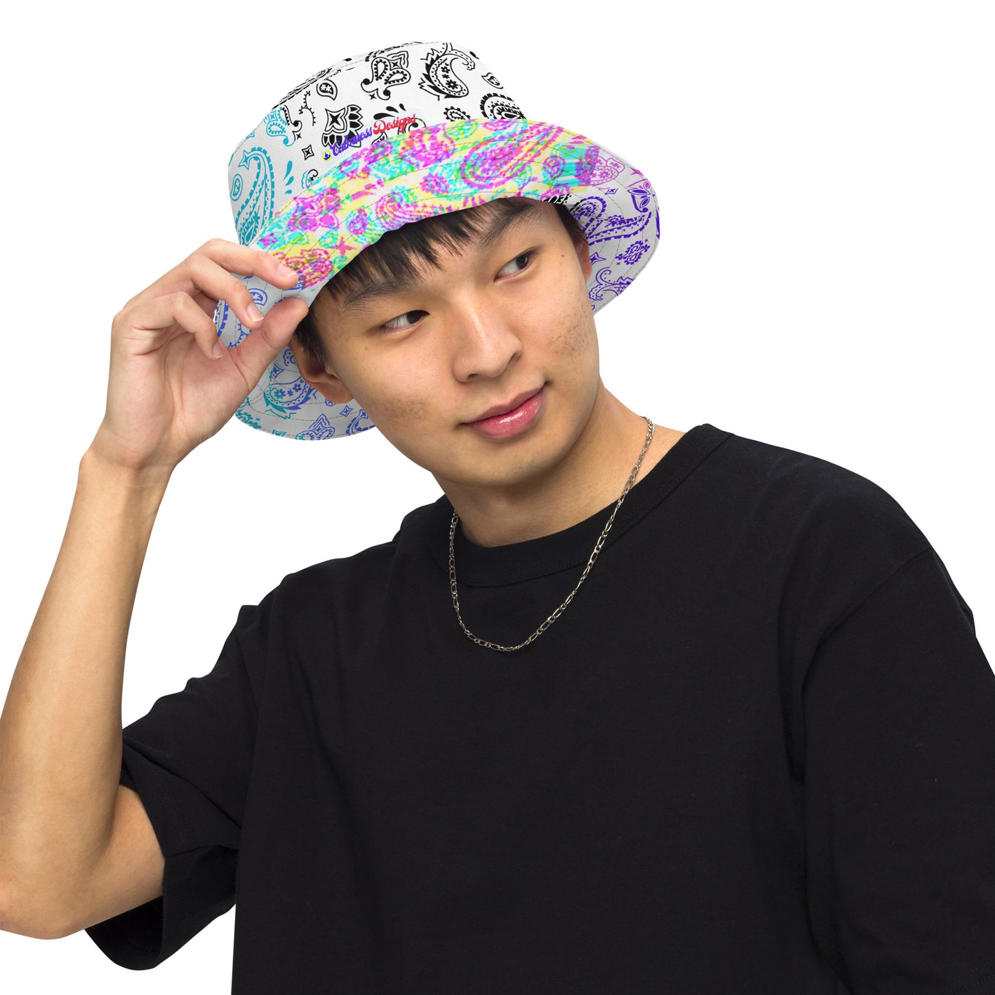 Multicolor, Bandana Seamless Pattern, Reversible bucket hat