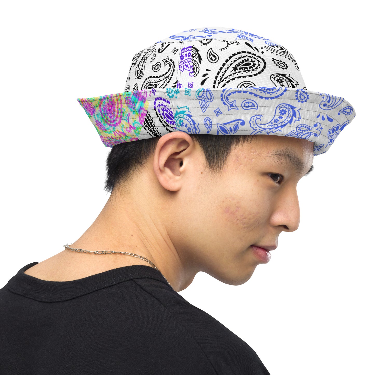 Multicolor, Bandana Seamless Pattern, Reversible bucket hat