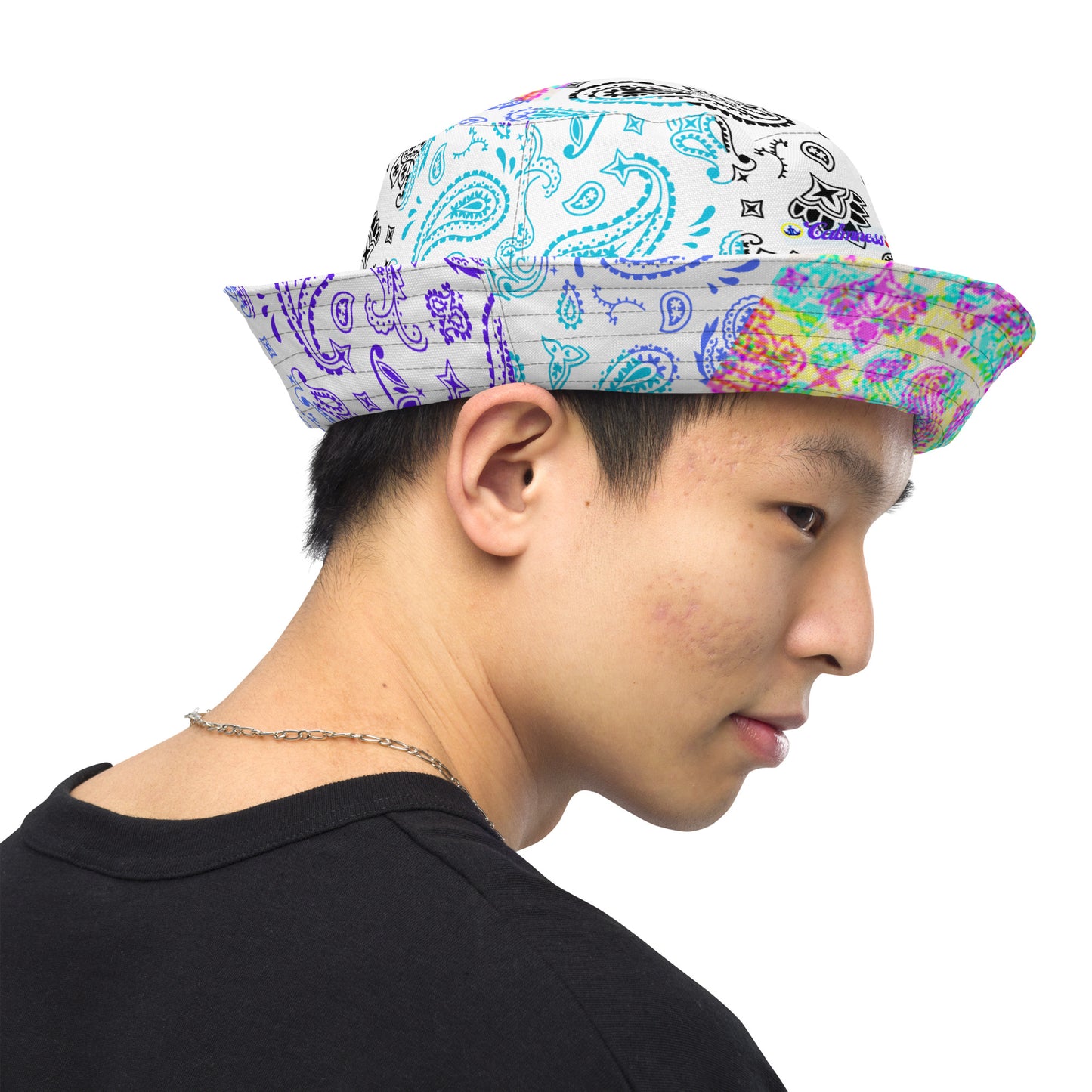 Multicolor, Bandana Seamless Pattern, Reversible bucket hat