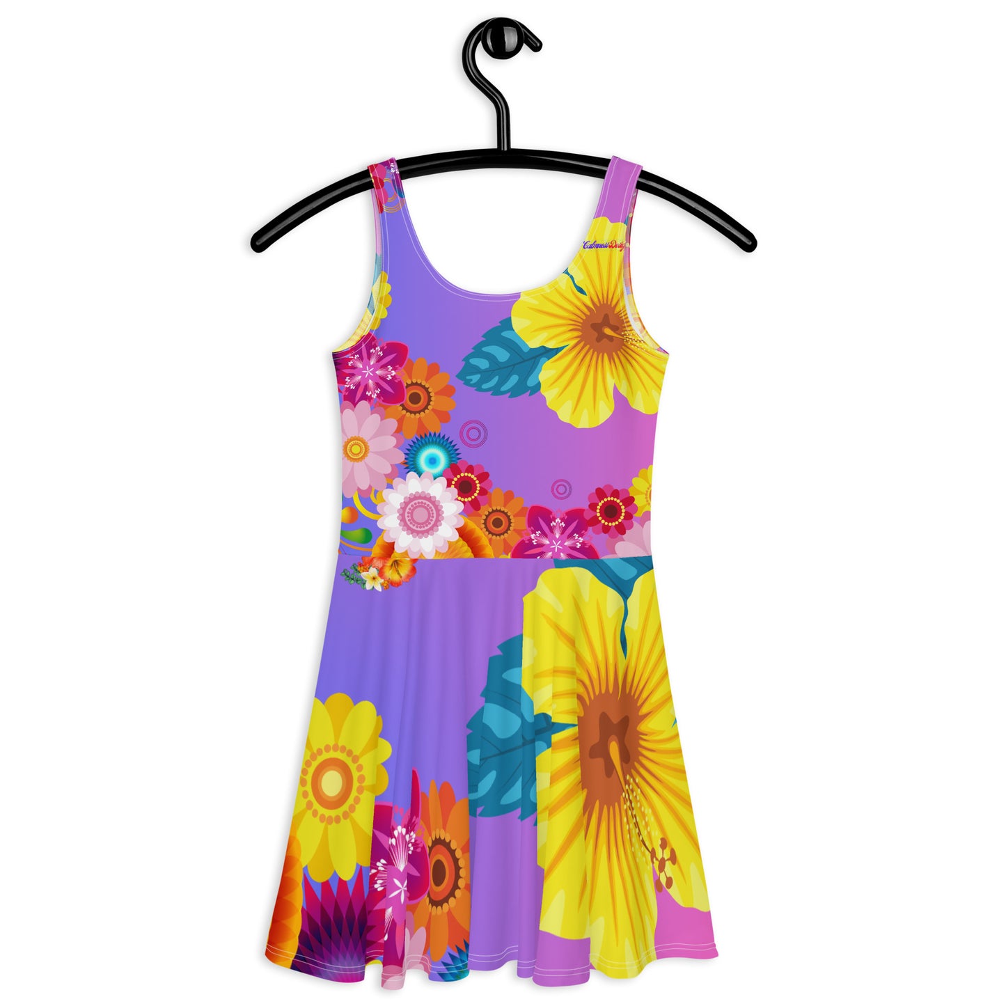 Tropical Floral with Colorful Flowers, CALMNESS DESIGNS, Creative Designer's, Skater Dress