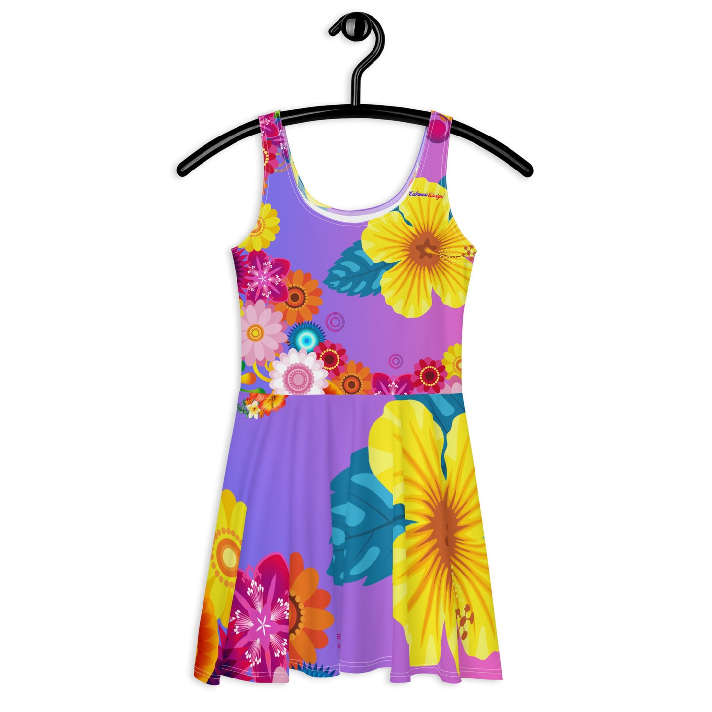 Tropical Floral with Colorful Flowers, CALMNESS DESIGNS, Creative Designer's, Skater Dress