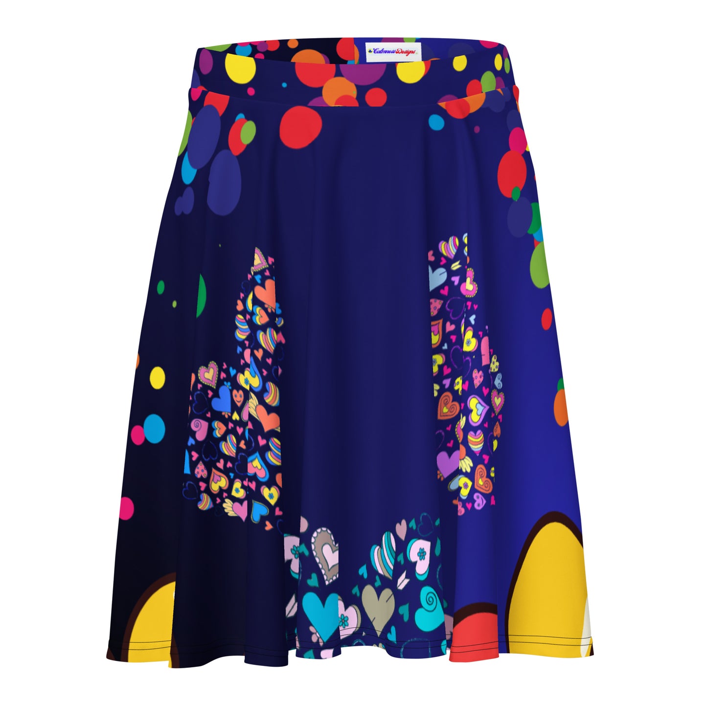 Hearts Pattern, Bunch of Balloon, Colorful Falling Confetti, CALMNESS DESIGNS, Creative Designer's, Skater Skirt