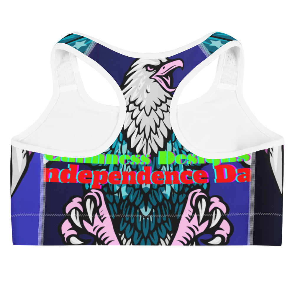 FLAG of USA, Bald Head Eagle, Independence Day, Calmness Designs, Creative Designs, Sports bra