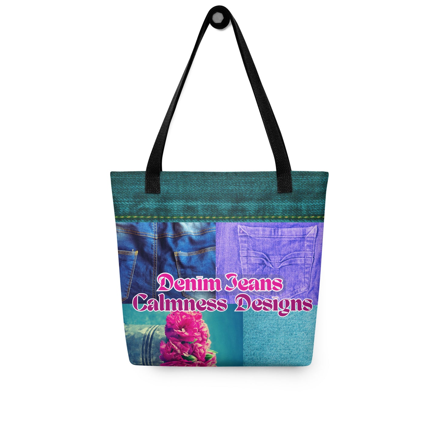 Denim Jeans, Flowers on Jeans, Calmness Designs, Tote bag