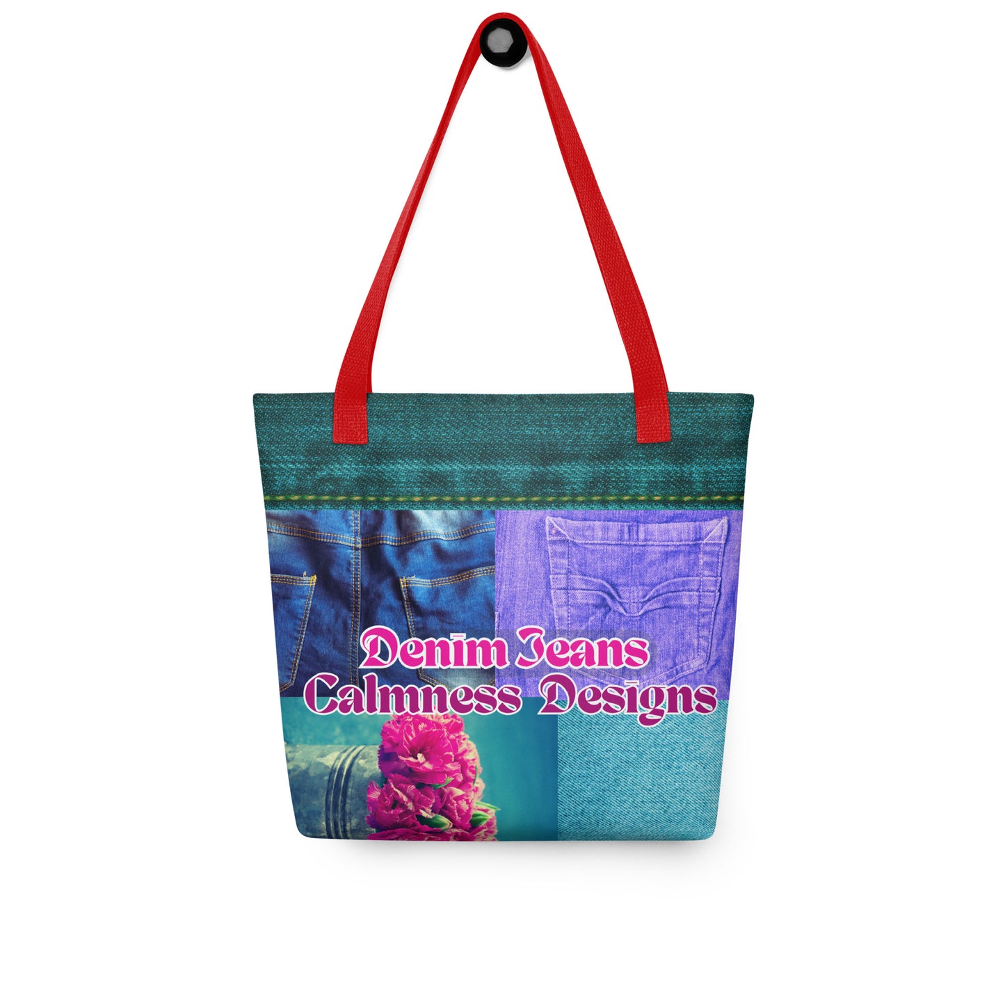 Denim Jeans, Flowers on Jeans, Calmness Designs, Tote bag