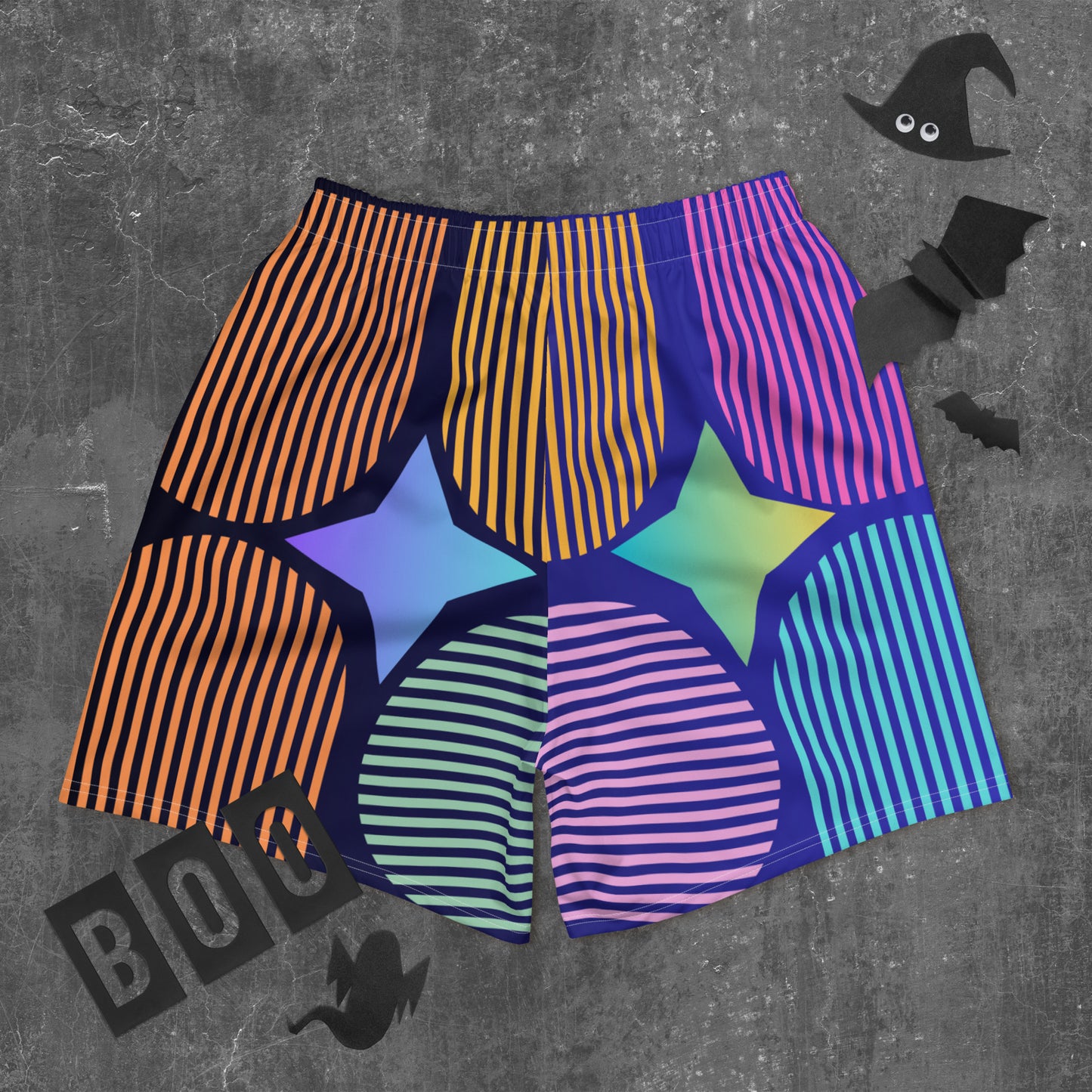 Geometric Memphis Designs, CALMNESS DESIGNS, Creative Designer's, All-Over Print Unisex Athletic Long Shorts