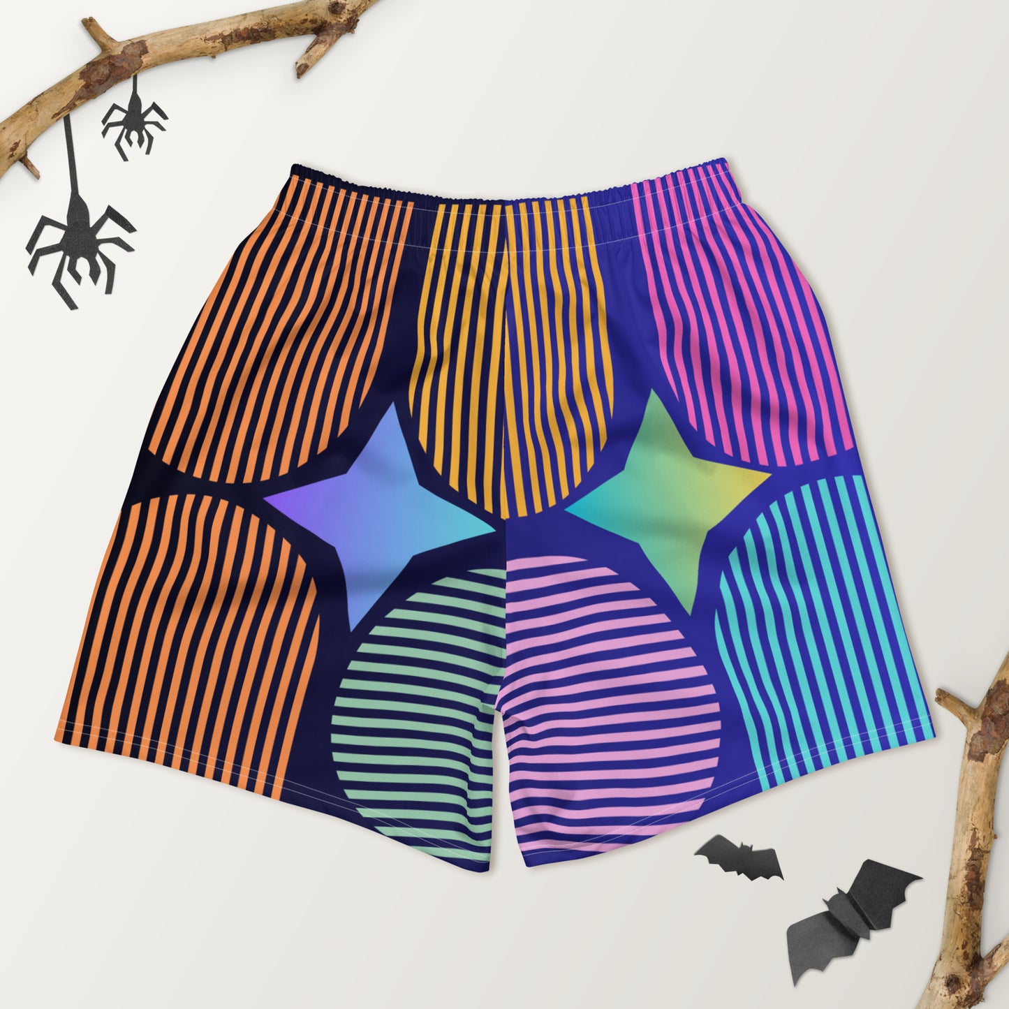 Geometric Memphis Designs, CALMNESS DESIGNS, Creative Designer's, All-Over Print Unisex Athletic Long Shorts