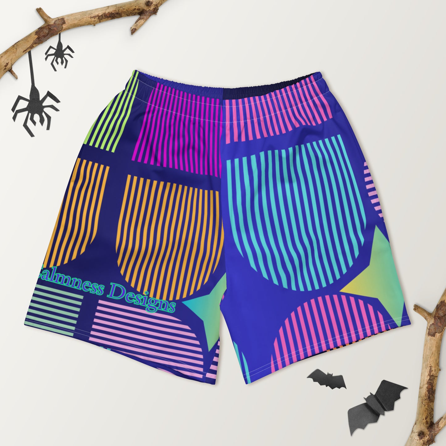 Geometric Memphis Designs, CALMNESS DESIGNS, Creative Designer's, All-Over Print Unisex Athletic Long Shorts