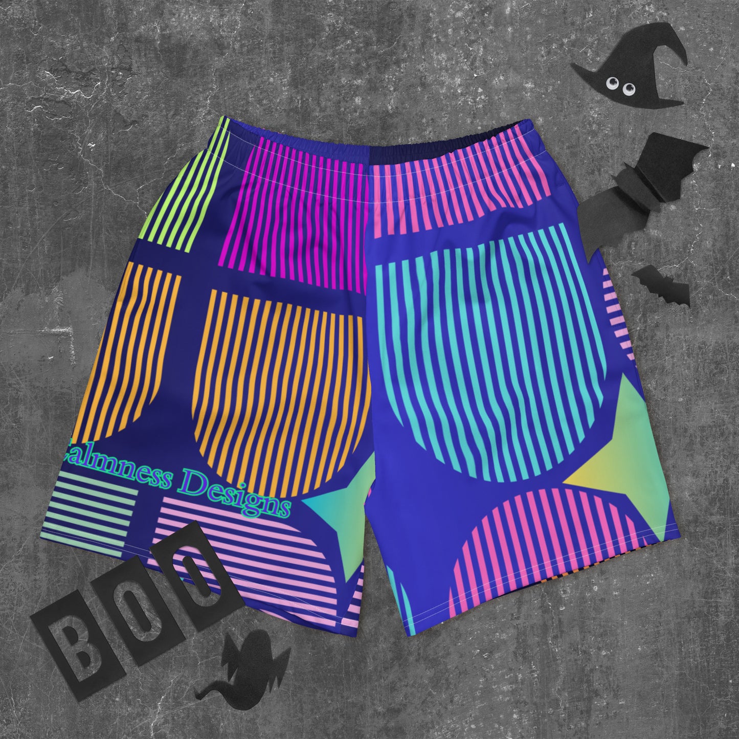 Geometric Memphis Designs, CALMNESS DESIGNS, Creative Designer's, All-Over Print Unisex Athletic Long Shorts