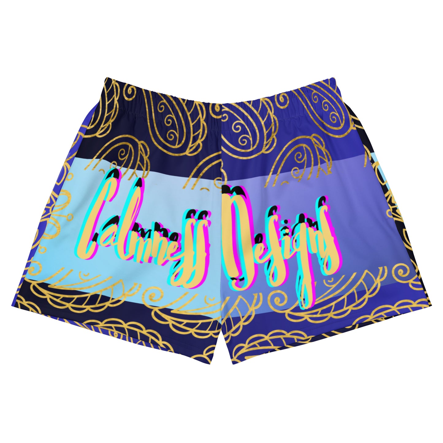 Bandana Design, Bidri Decorative Elements Seamless Pattern Line art GOLD Paisley, TEXTURE, CALMNESS DESIGNS, Creative Designer's, All-Over Print Unisex Athletic Shorts