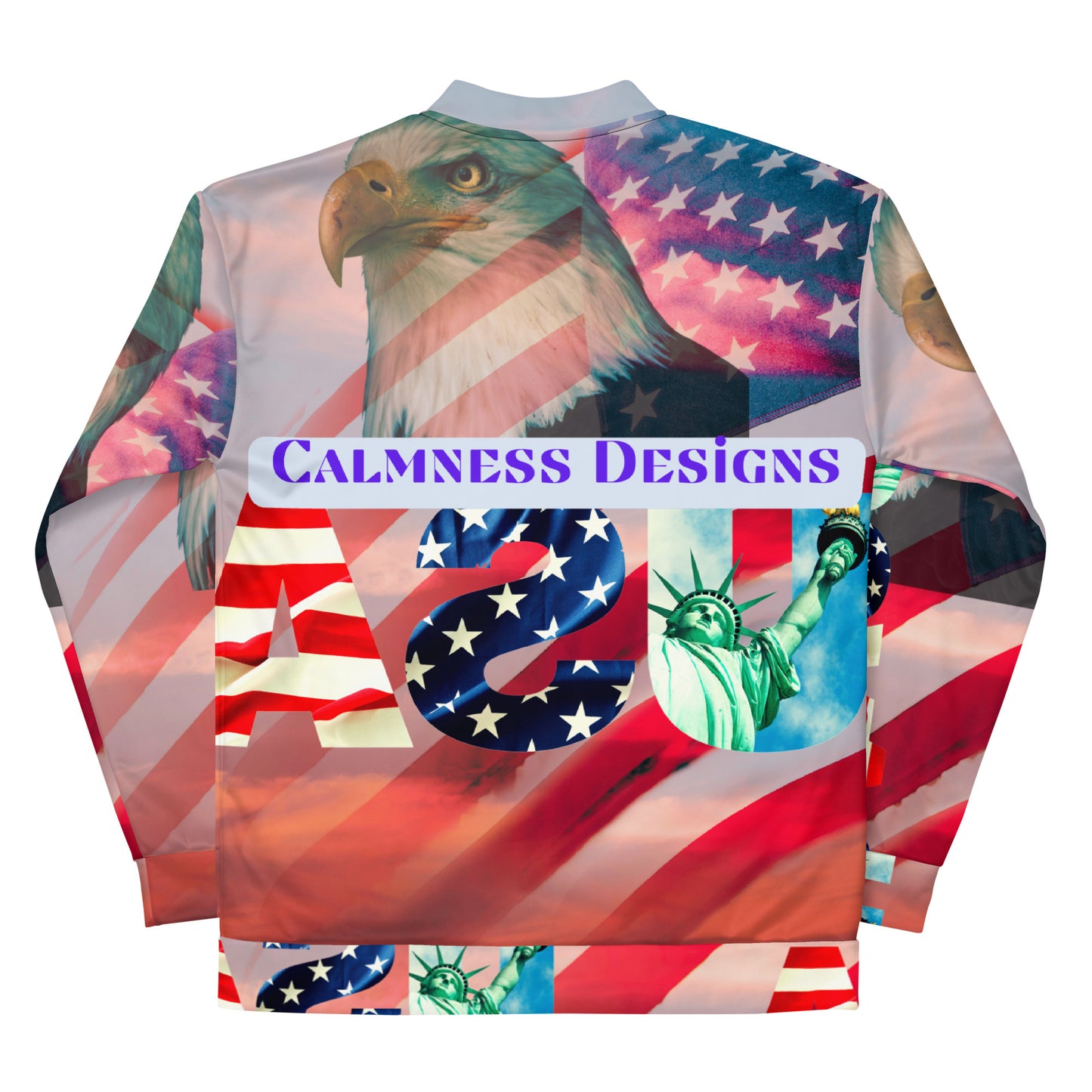 FLAG of USA, Bald Head Eagle, Calmness Designs, Creative Designs, Unisex Bomber Jacket