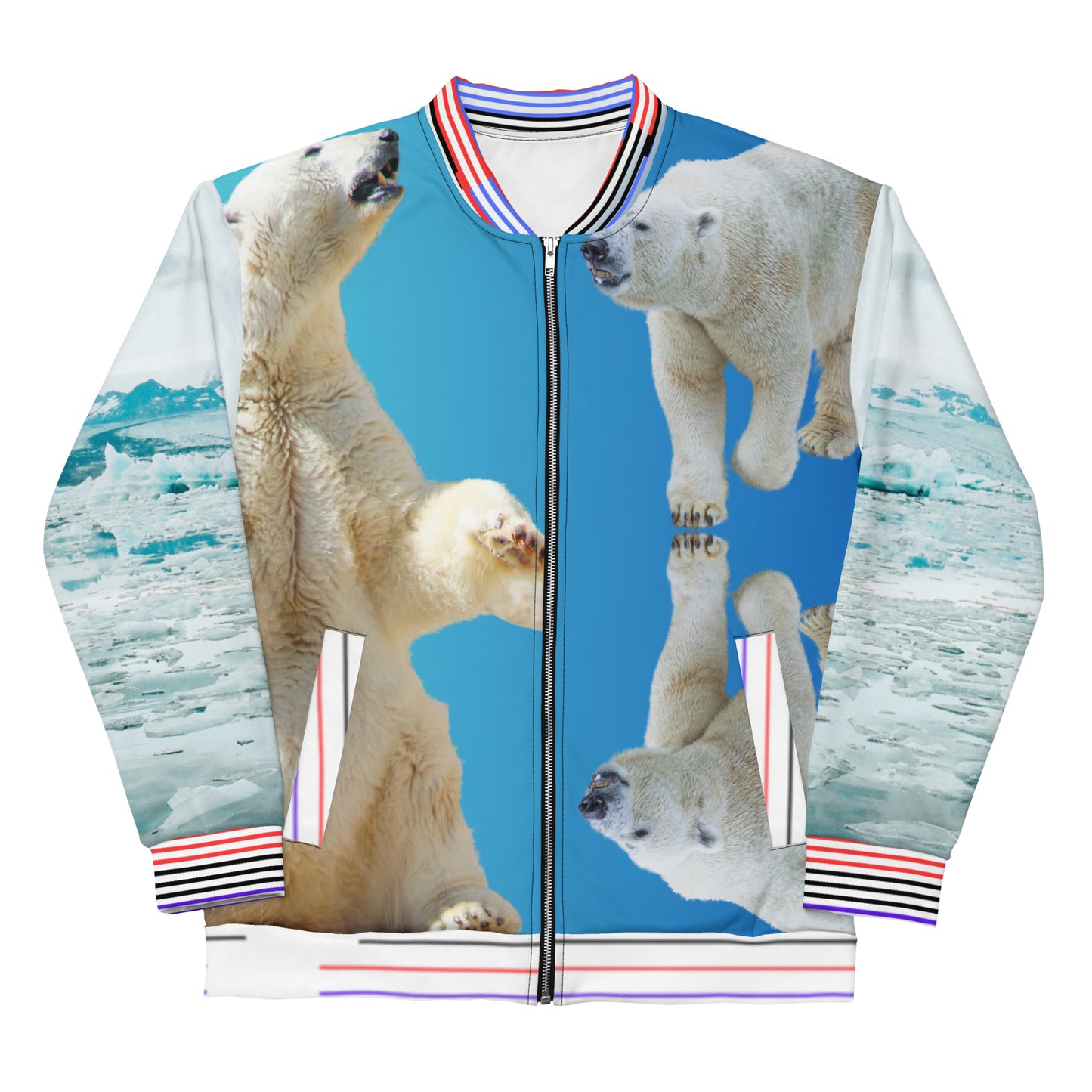 Polar Bear on an Iceberg, Unisex Bomber Jacket