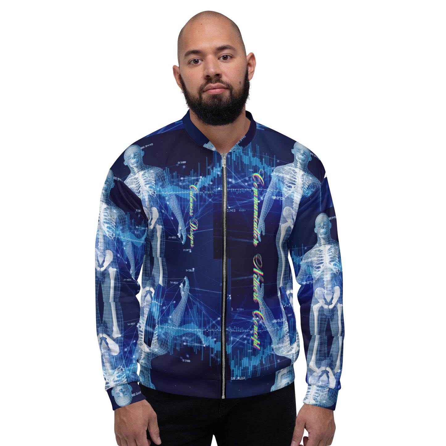 Calmness Designs, Communication Network Concept, Unisex Bomber Jacket