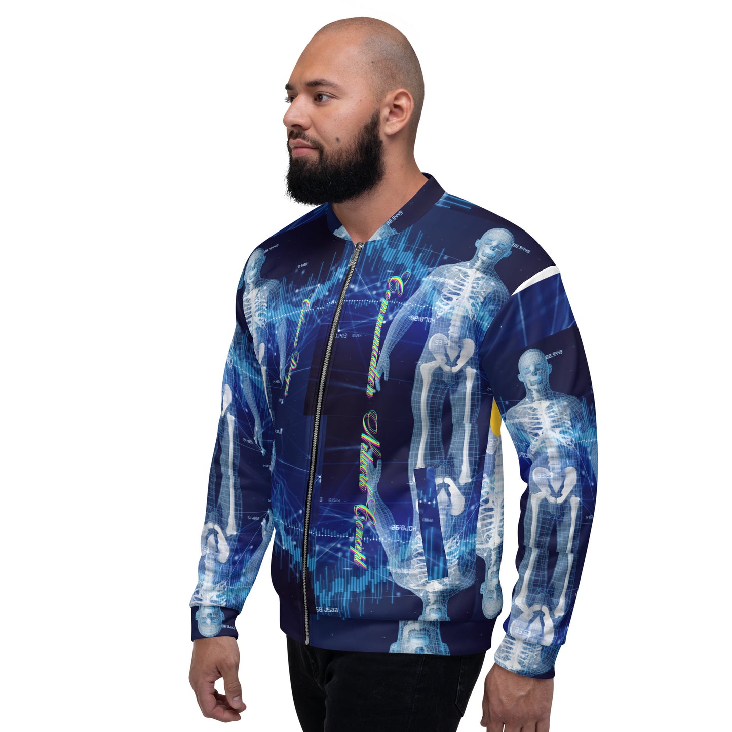 Calmness Designs, Communication Network Concept, Unisex Bomber Jacket