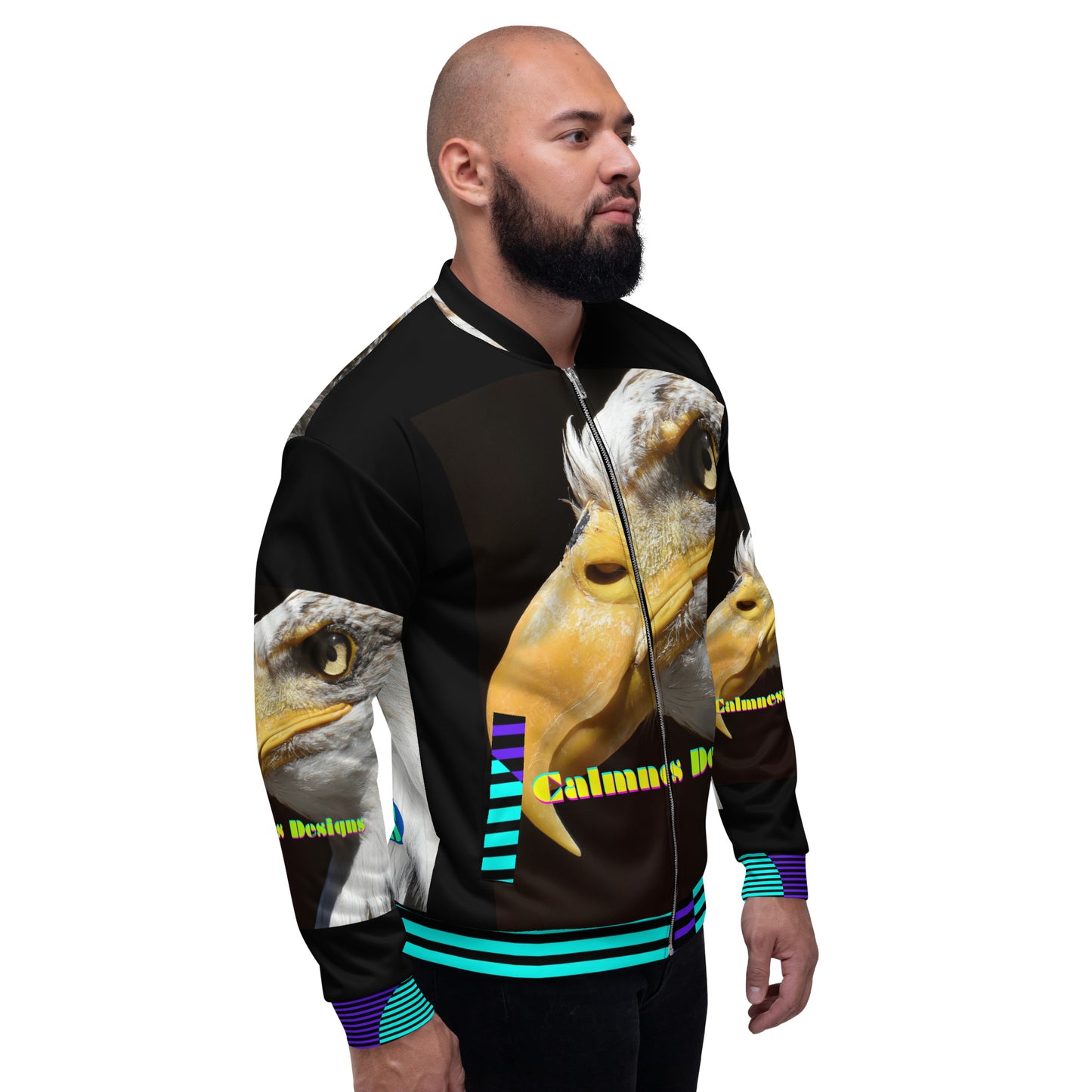 Calmness Designs, Bald Head, Hair "R" For Sucker's Unisex Bomber Jacket