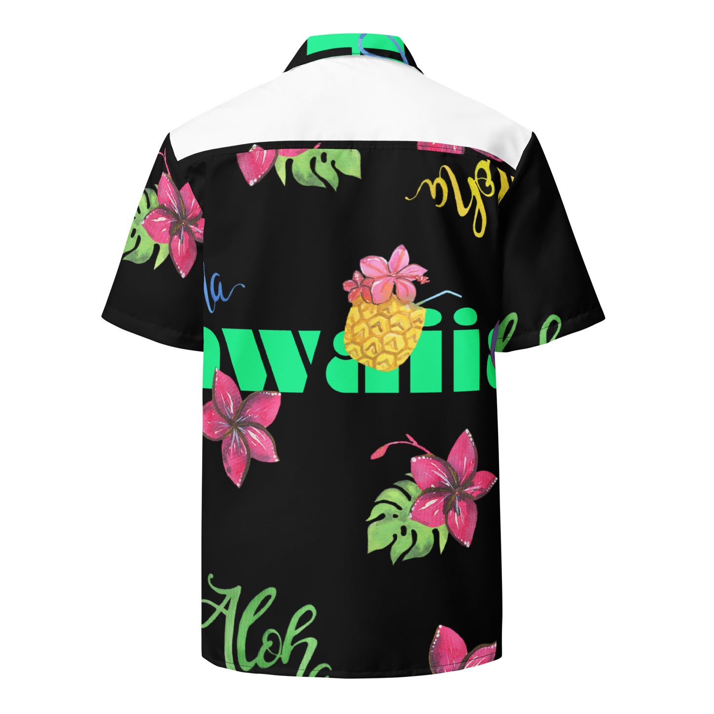 Water Color Hawaiian, Guitars, Flower's, Tropical Drinks, CALMNESS DESIGNS, Creative Designer's, Unisex button shirt