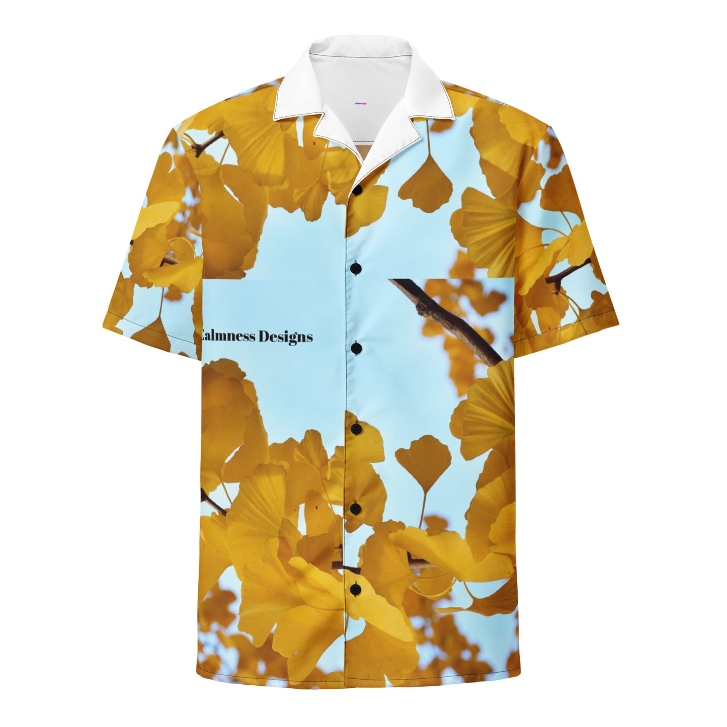 Ginkgo Tree Leaves, Calmness Designs, Unisex button shirt