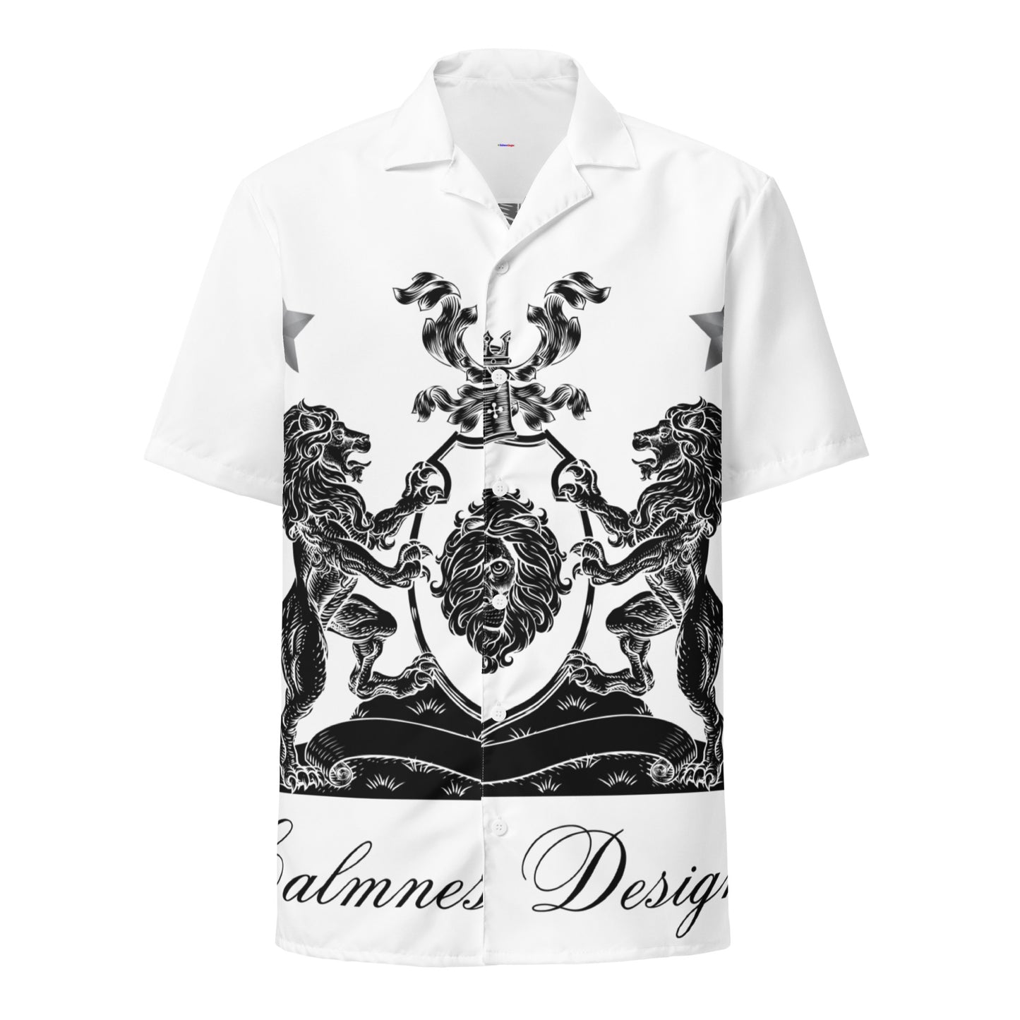 Coats of Arms, Lions Crest Shield, Stars, Calmness Designs, Unisex button shirt