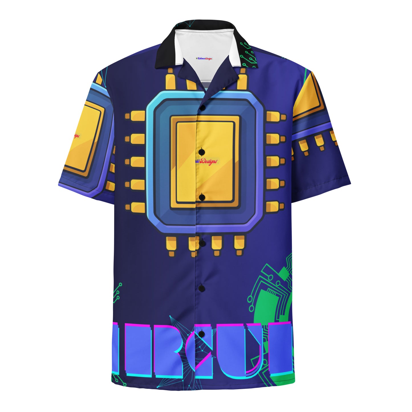 Circuit Board Technology, Hand Drawn Electronic Integrated Circuit, Digital Network Technology, Unisex button shirt