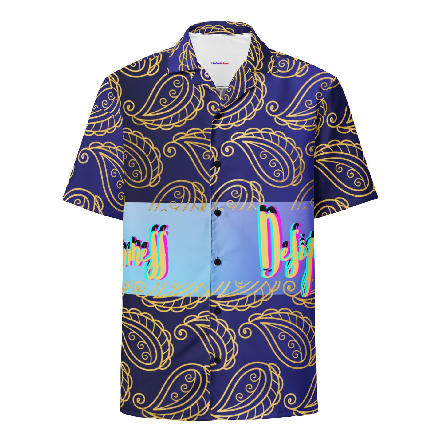 Bandana Design, Bidri Decorative Elements Seamless Pattern Line art GOLD Paisley, TEXTURE, CALMNESS DESIGNS, Creative Designer's, Unisex button shirt