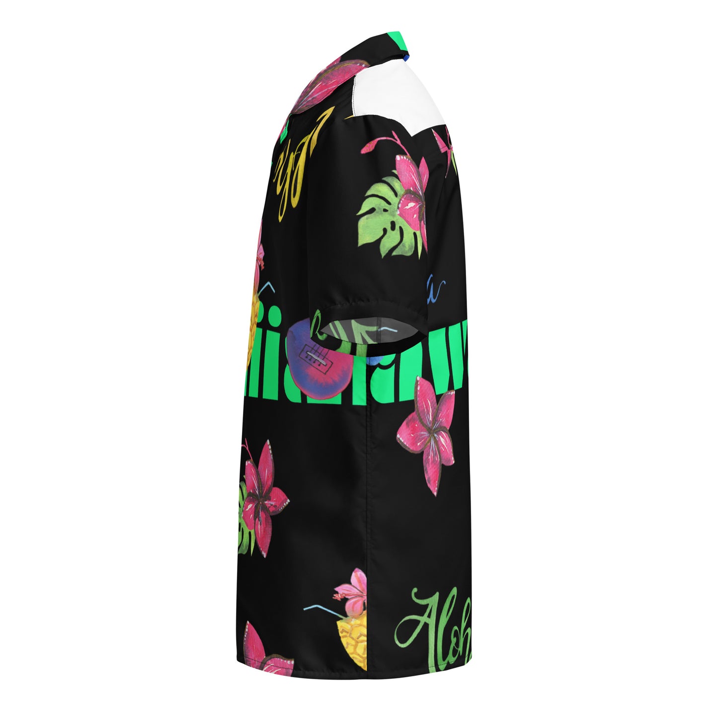 Water Color Hawaiian, Guitars, Flower's, Tropical Drinks, CALMNESS DESIGNS, Creative Designer's, Unisex button shirt