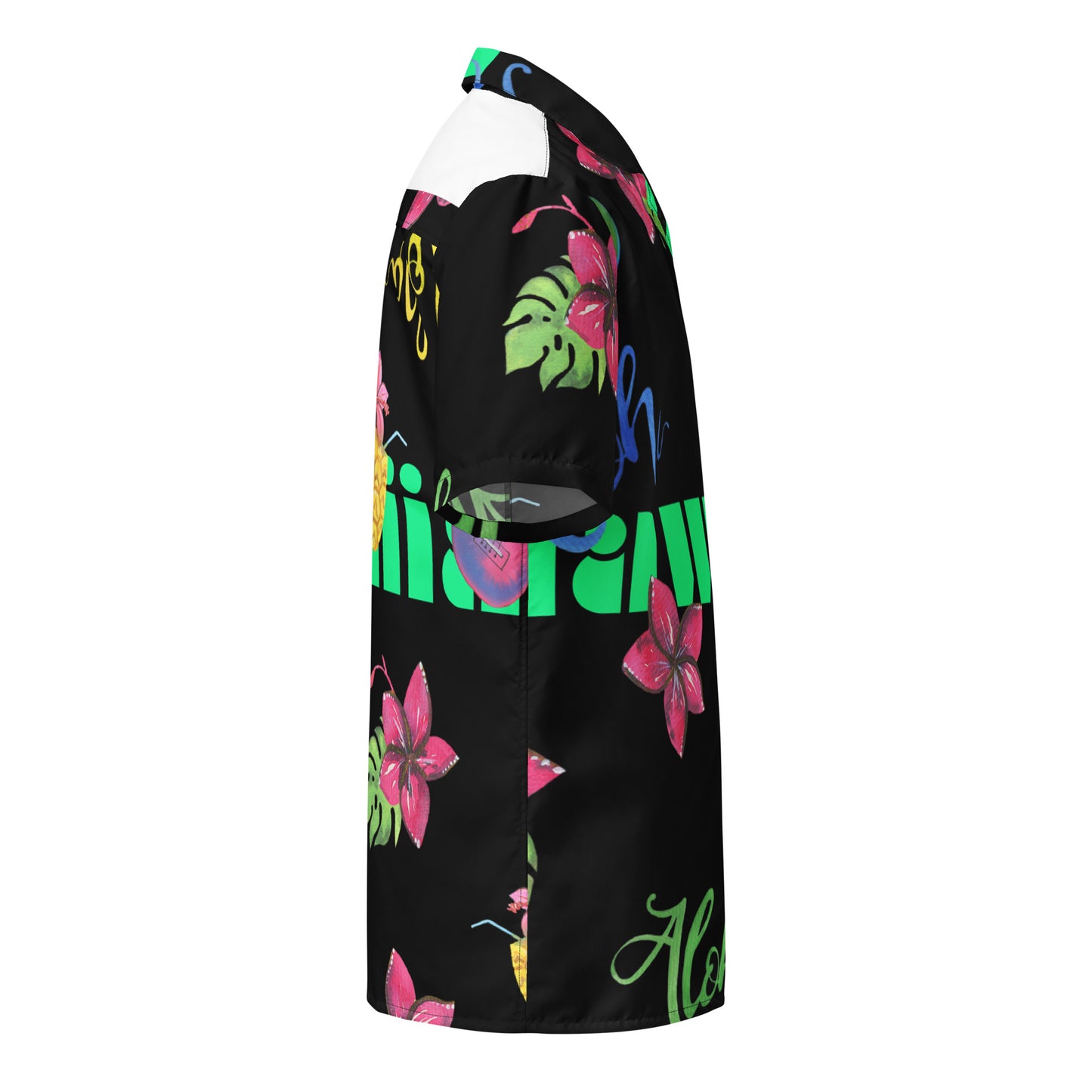 Water Color Hawaiian, Guitars, Flower's, Tropical Drinks, CALMNESS DESIGNS, Creative Designer's, Unisex button shirt