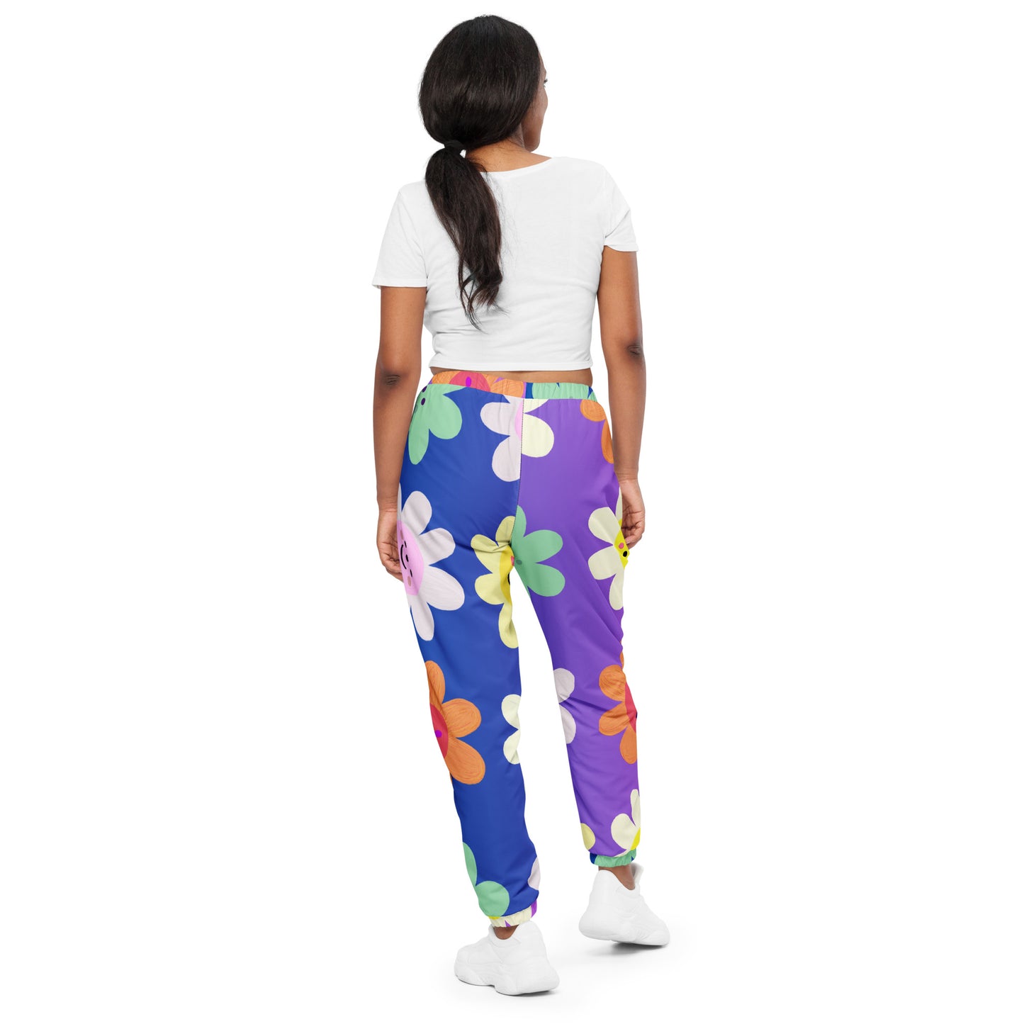 Cute Impasto Daisy flowers, CUTE-SMILY FACE Calmness Designs Unisex track pants