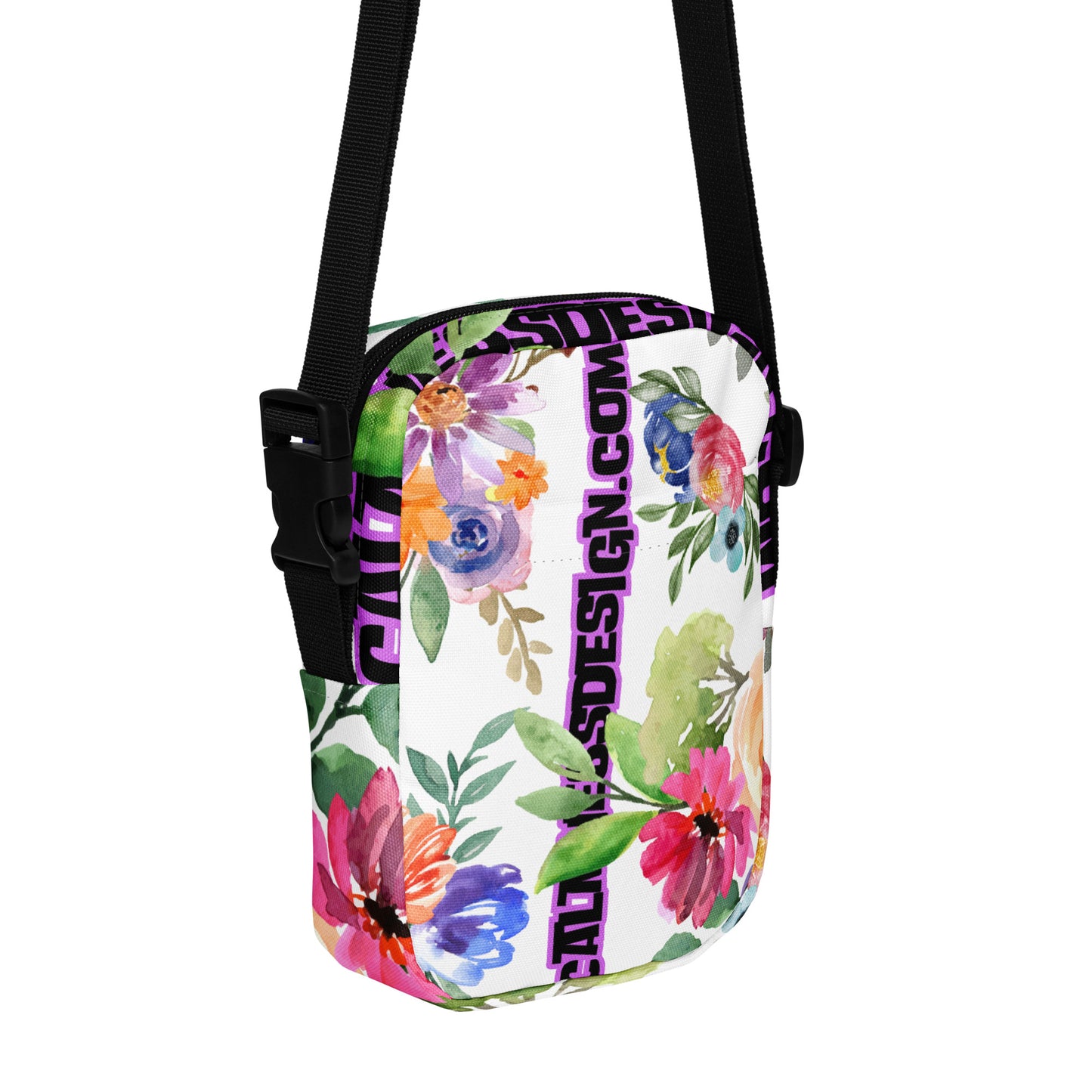 Wreaths Watercolor Flower Cutout, Calmness Designs, Calmnessdesign.COM, Utility crossbody bag