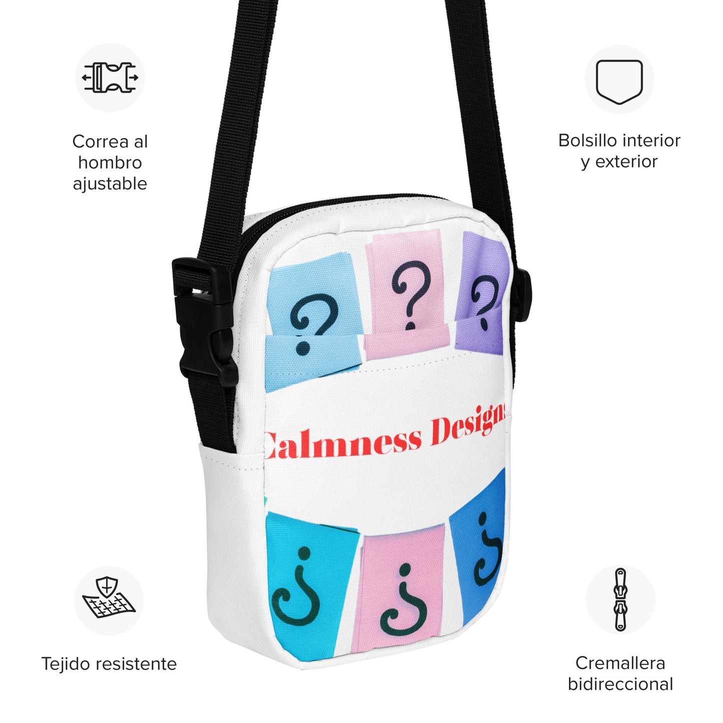 Questions mark's, Create Designs, Calmness Designs, Utility crossbody bag
