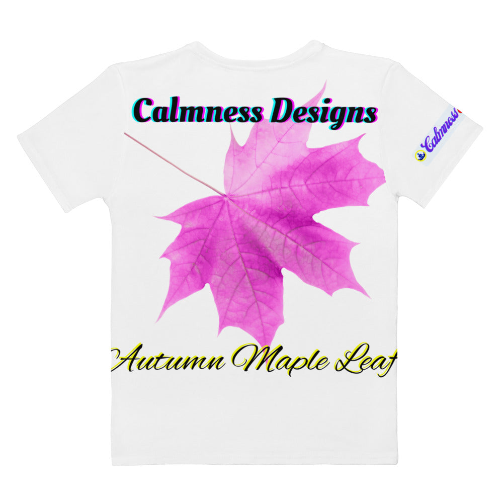 Autumn Maple Leaf, (PINK) Calmness Designs, Women's T-shirt