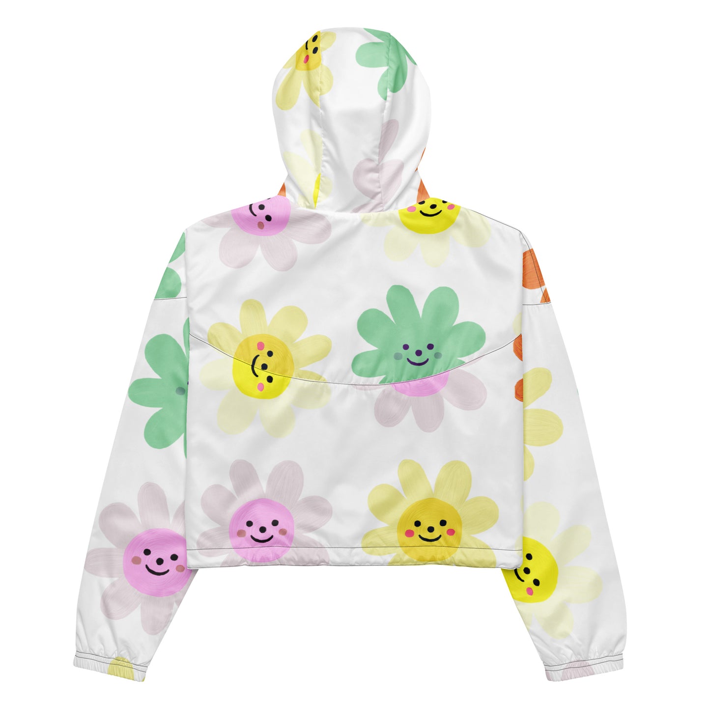 Cute Impasto Daisy flowers, CUTE-SMILY FACE Calmness Designs Women’s cropped windbreaker