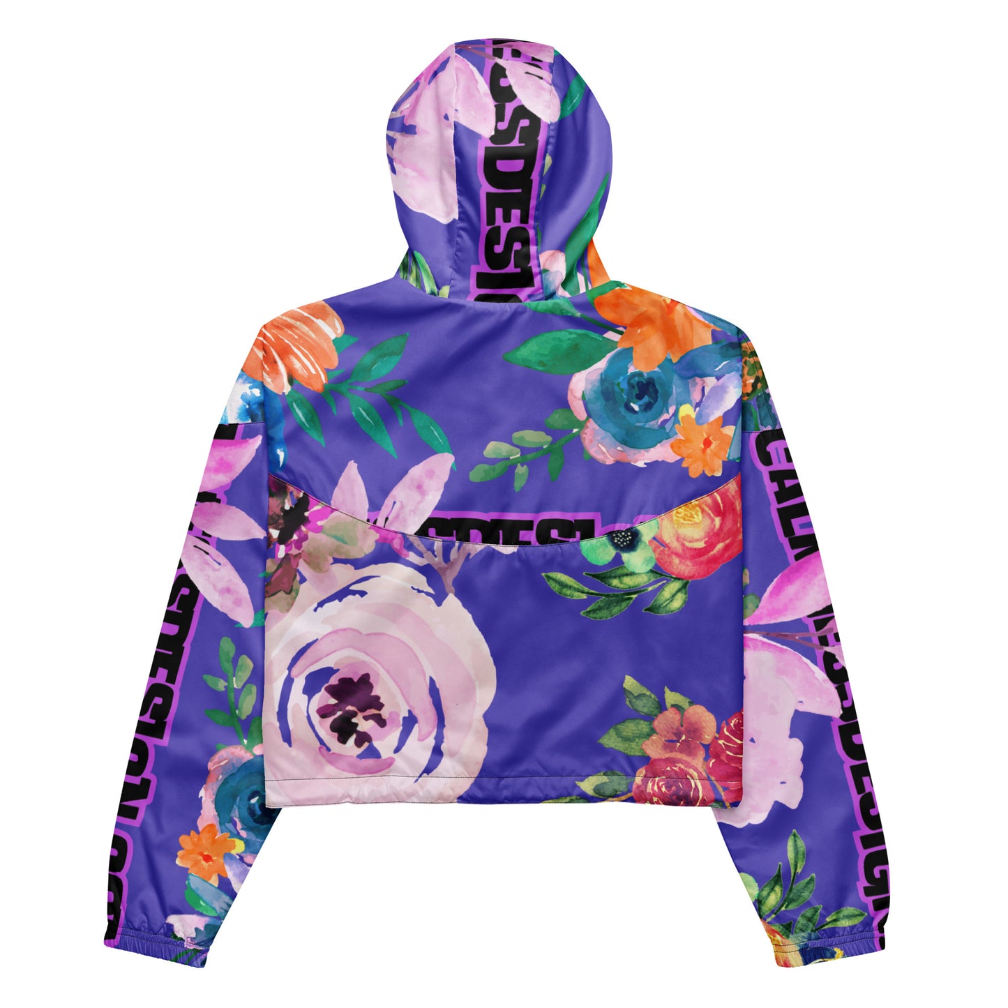 Wreaths Watercolor Flower Cutout, Calmness Designs, Calmnessdesign.COM, Women’s cropped windbreaker