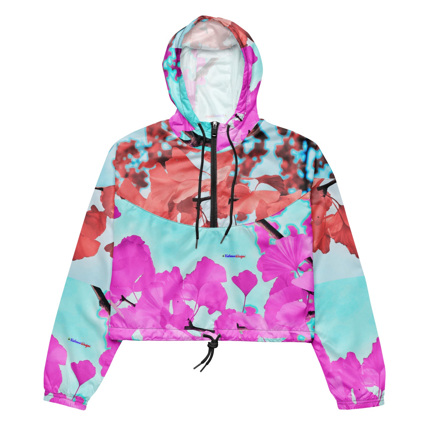 Ginkgo Tree Leaves, Calmness Designs, Women’s cropped windbreaker