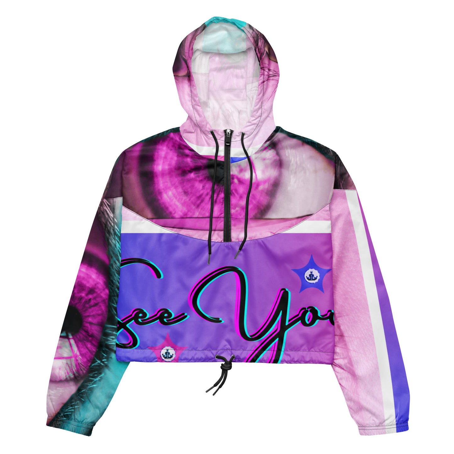 Eye See You, EYE, Calmness Designs LOGO STAR, Women’s cropped windbreaker