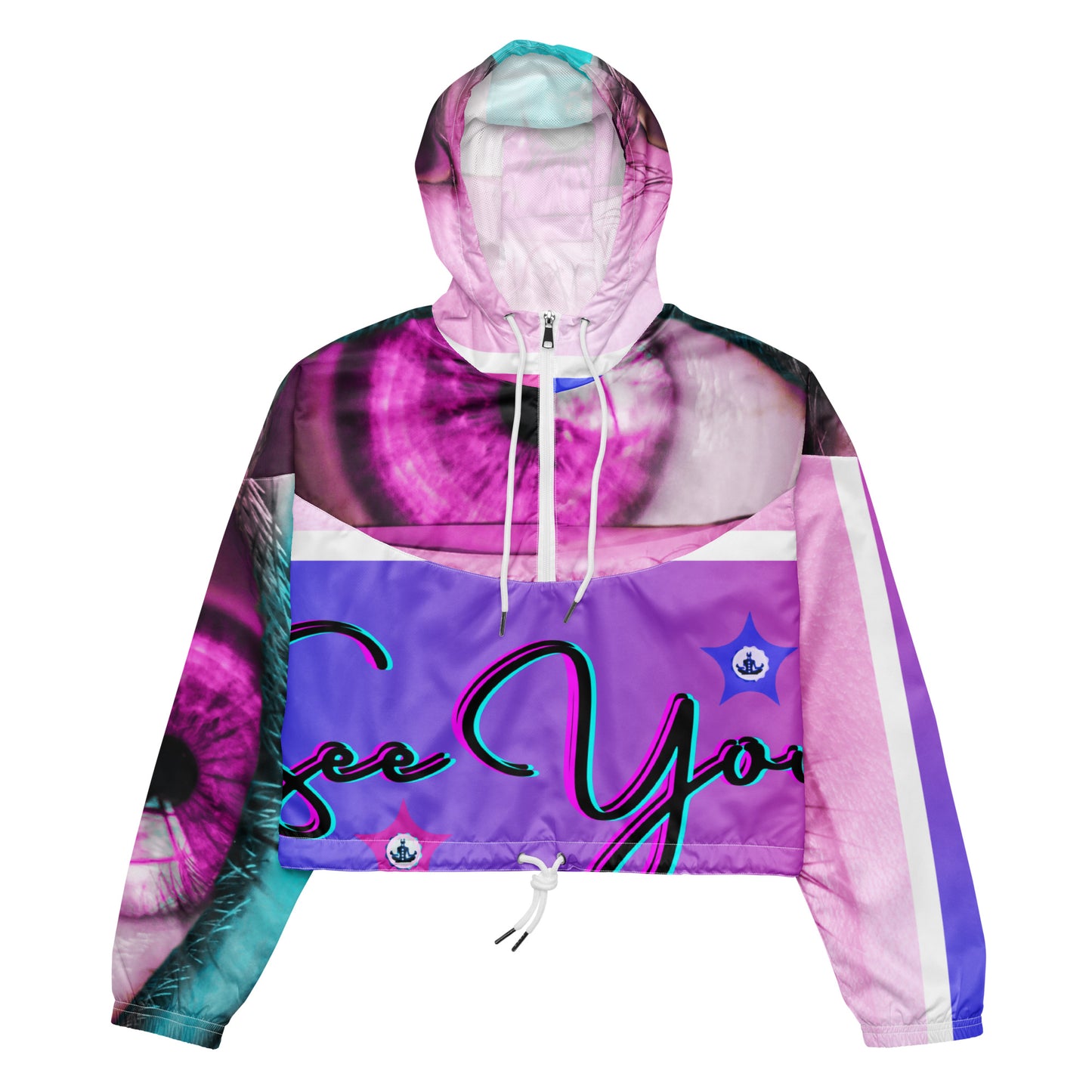 Eye See You, EYE, Calmness Designs LOGO STAR, Women’s cropped windbreaker
