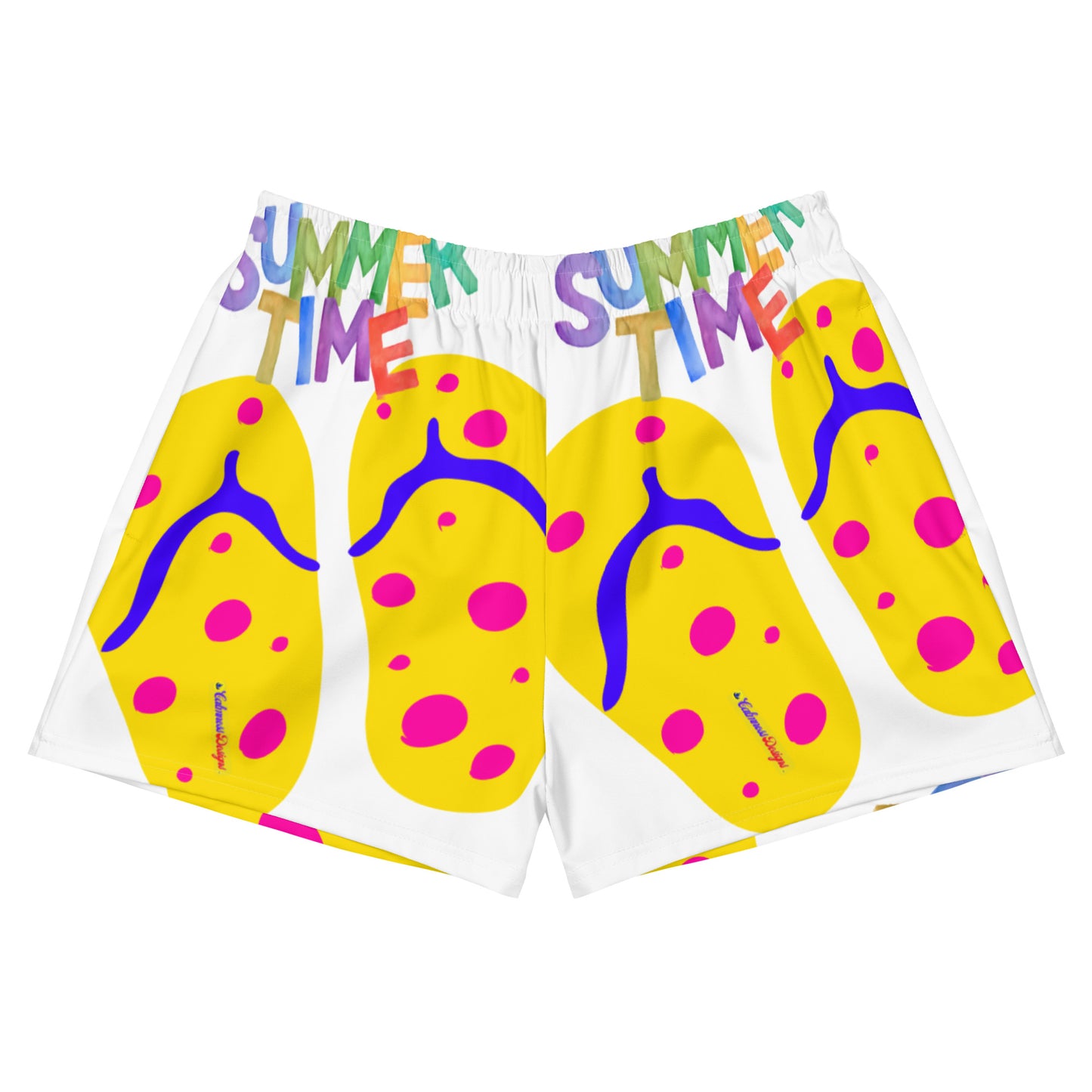 SUMMER TIME, Flip flop for Summer, CALMNESS DESIGNS, Creative Designer's, Women’s Recycled Athletic Shorts