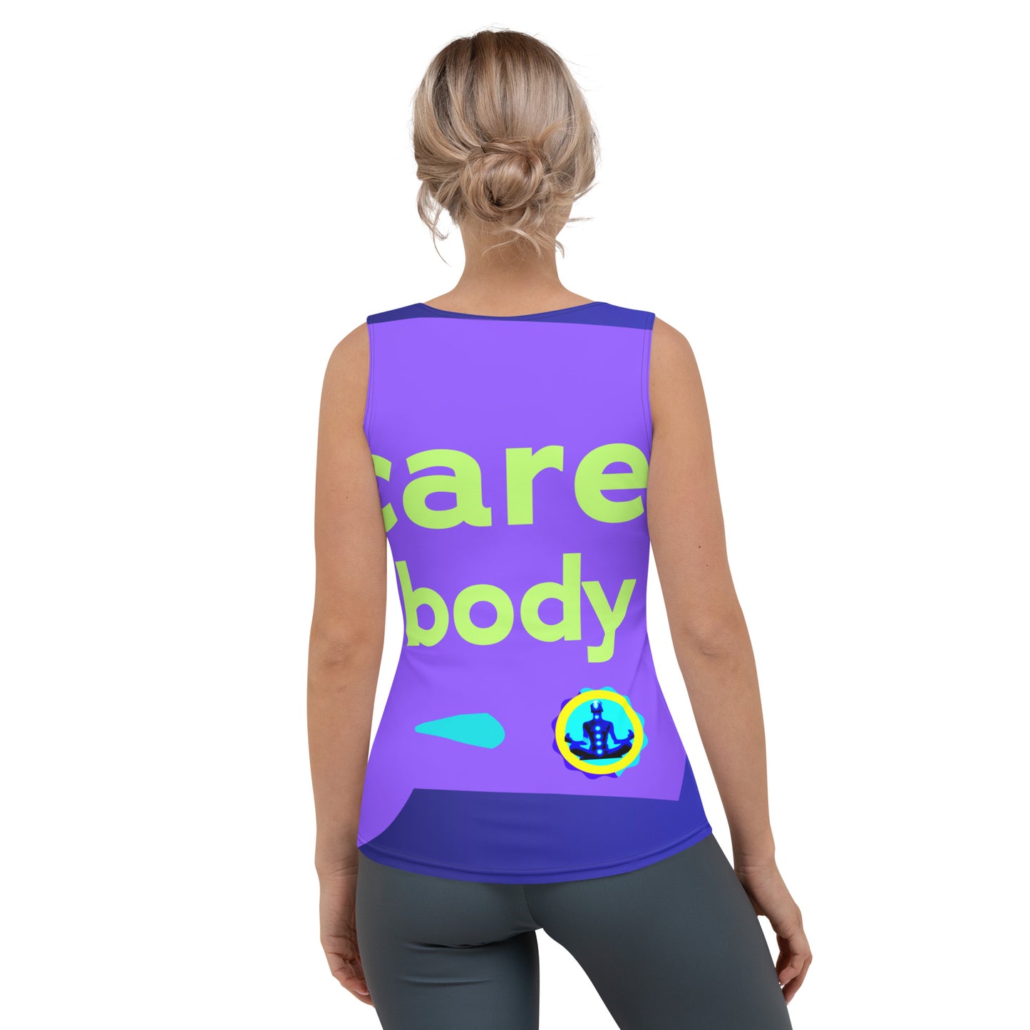 Flat Cutout Take Care of Your Body, CALMNESS DESIGNS, Creative Designer's, Sublimation Cut & Sew Tank Top