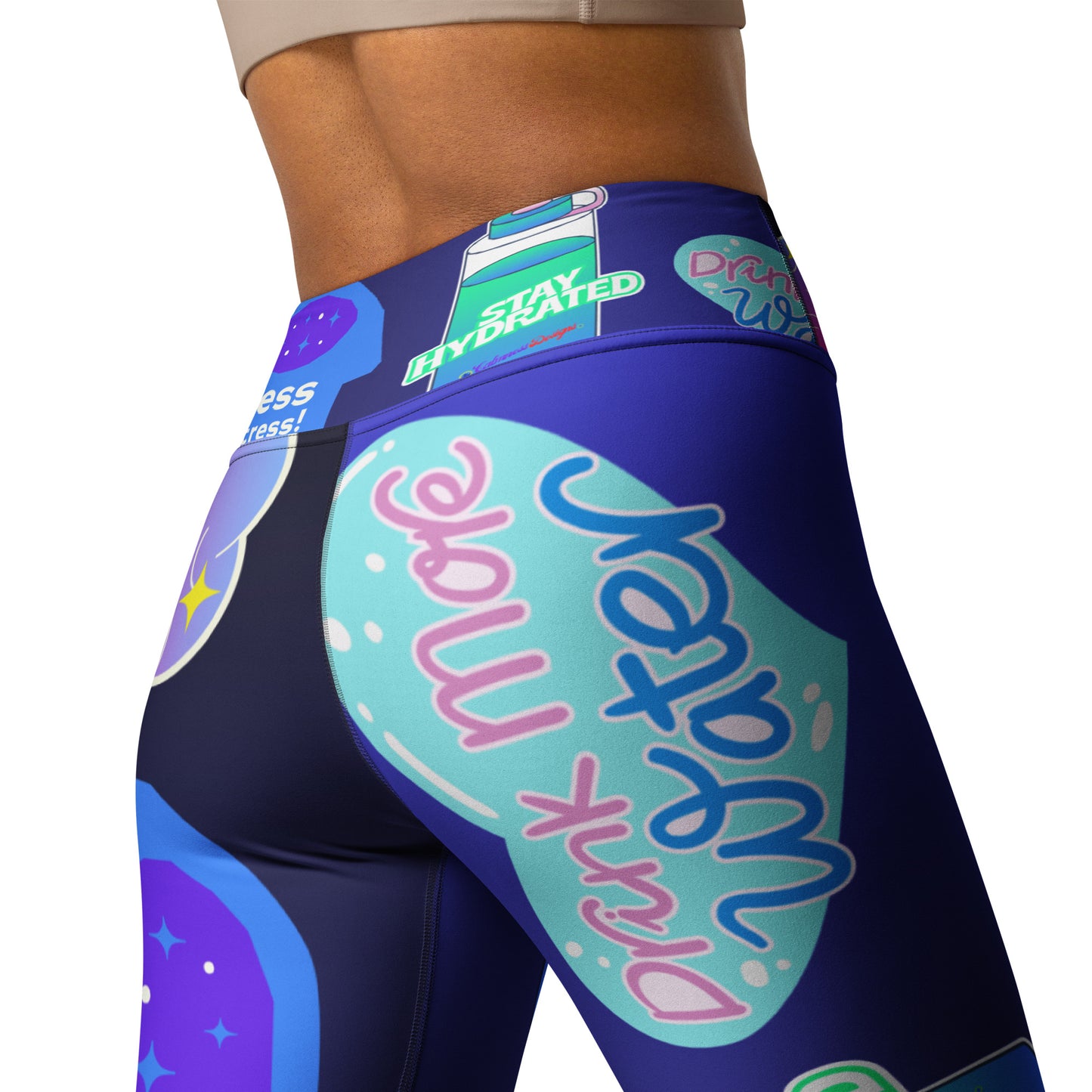 Take Care Your Mind, Less Stress, Stay Hydrated, Drink Mor Water, CALMNESS DESIGNS, Creative Designer's, Yoga Leggings