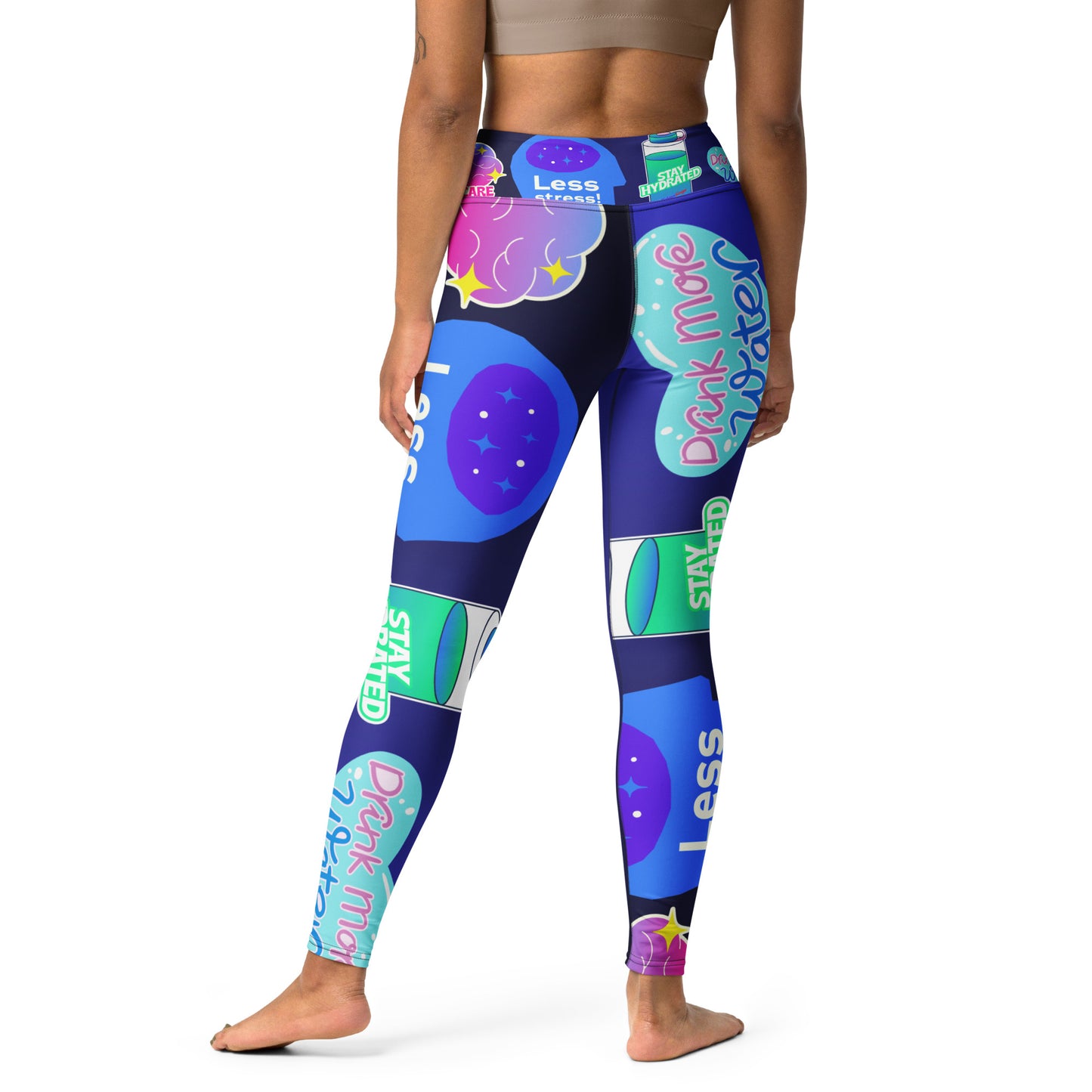 Take Care Your Mind, Less Stress, Stay Hydrated, Drink Mor Water, CALMNESS DESIGNS, Creative Designer's, Yoga Leggings