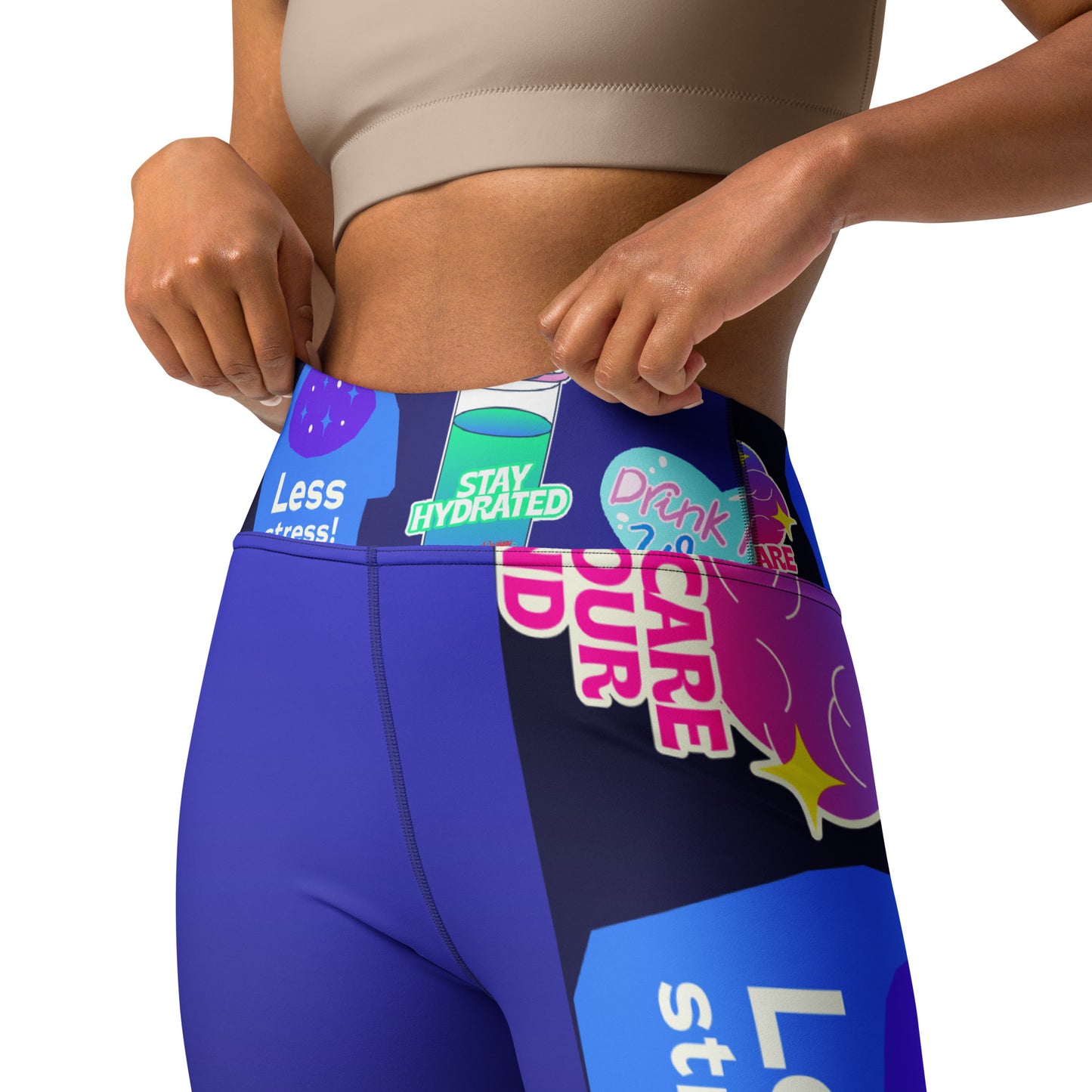 Take Care Your Mind, Less Stress, Stay Hydrated, Drink Mor Water, CALMNESS DESIGNS, Creative Designer's, Yoga Leggings